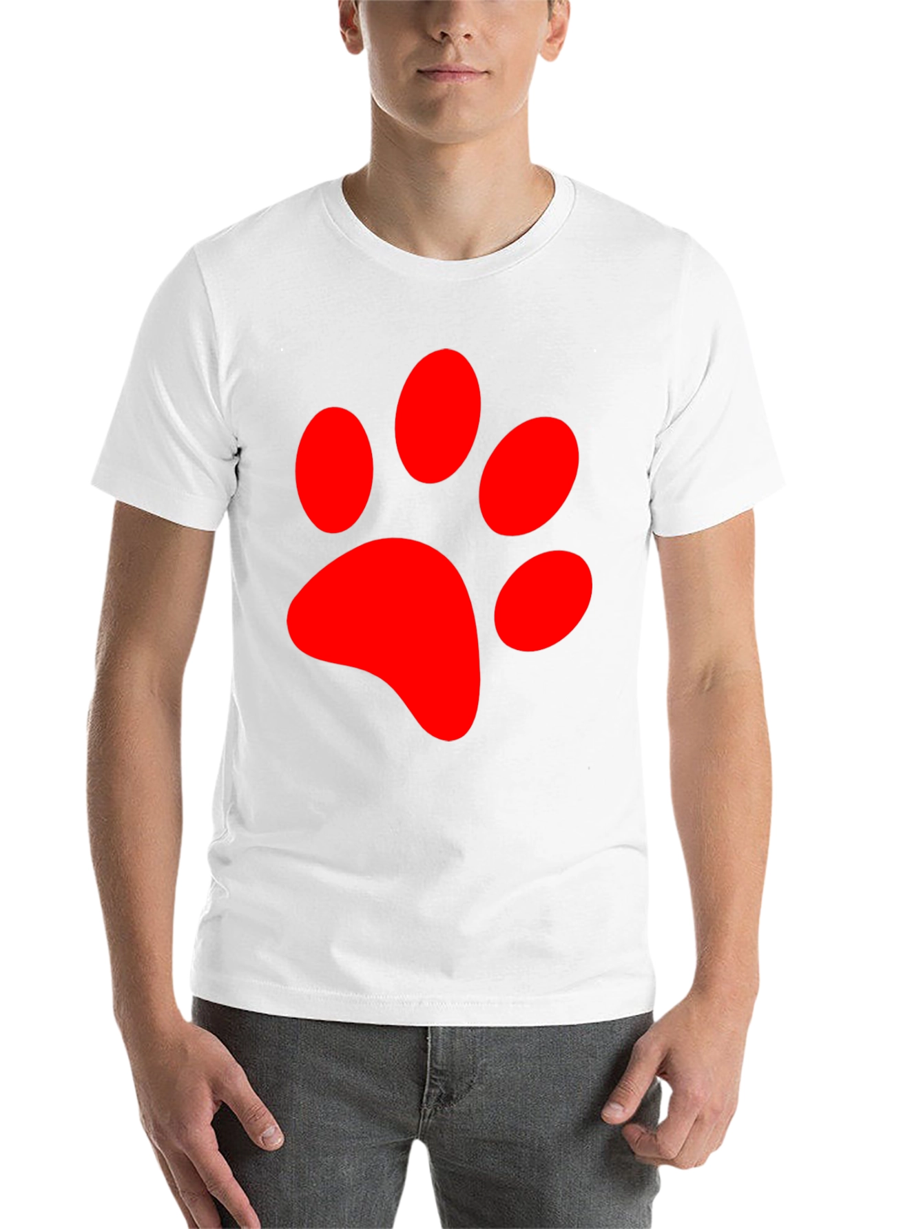 Black Red Paw Print Graphic Tee - Black Casual T-Shirt view 14