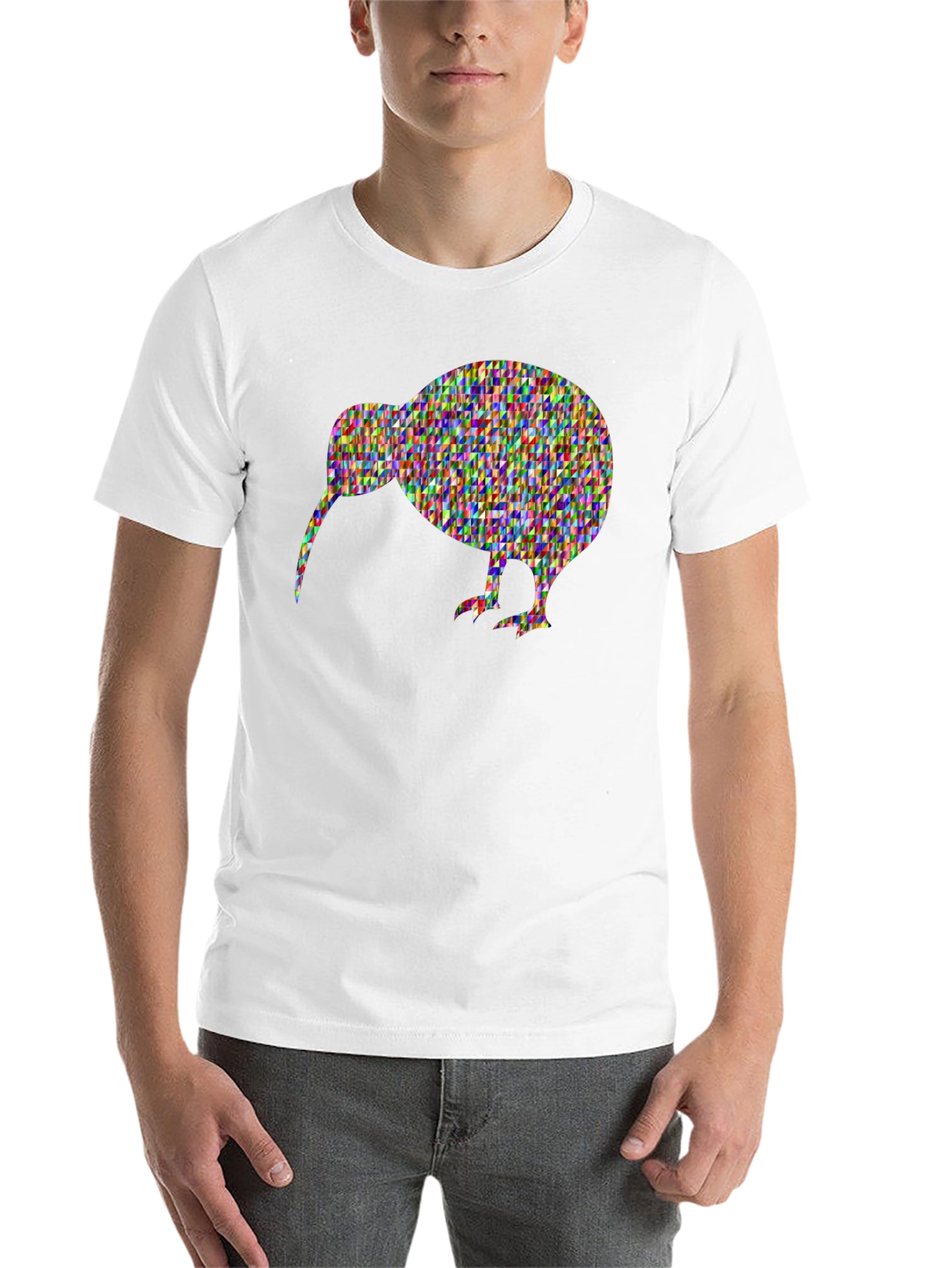 Black Kiwi Bird Mosaic Graphic Tee - Unique Black T-Shirt view 14