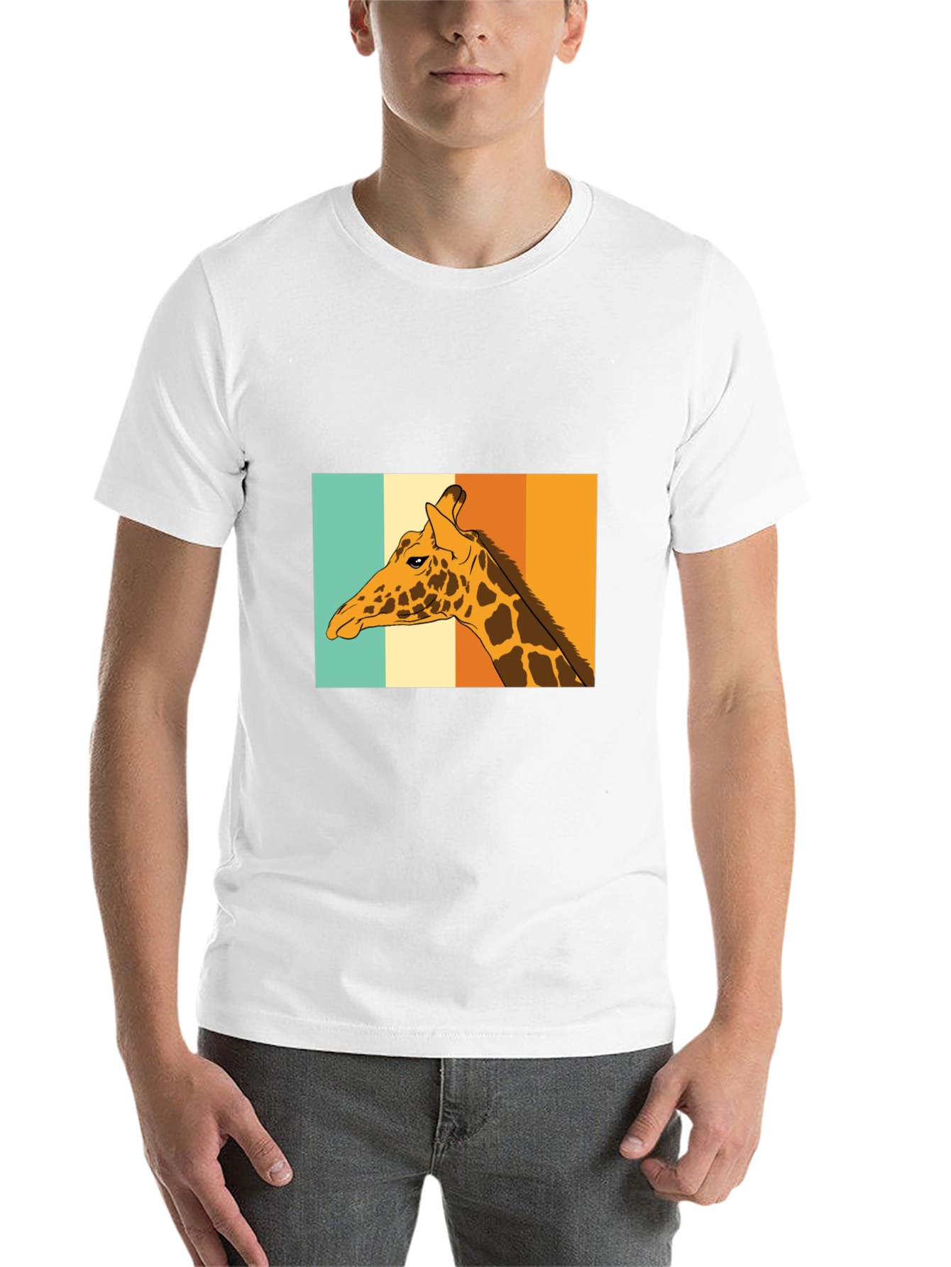 Black Retro Giraffe T-Shirt - Cool Animal Graphic Tee view 14