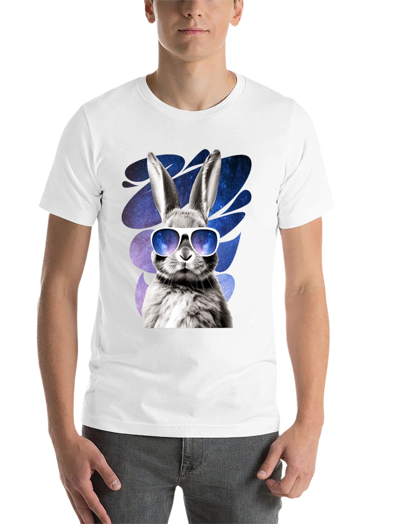 Black Cool Rabbit Graphic Tee - Galaxy Shades Design view 14