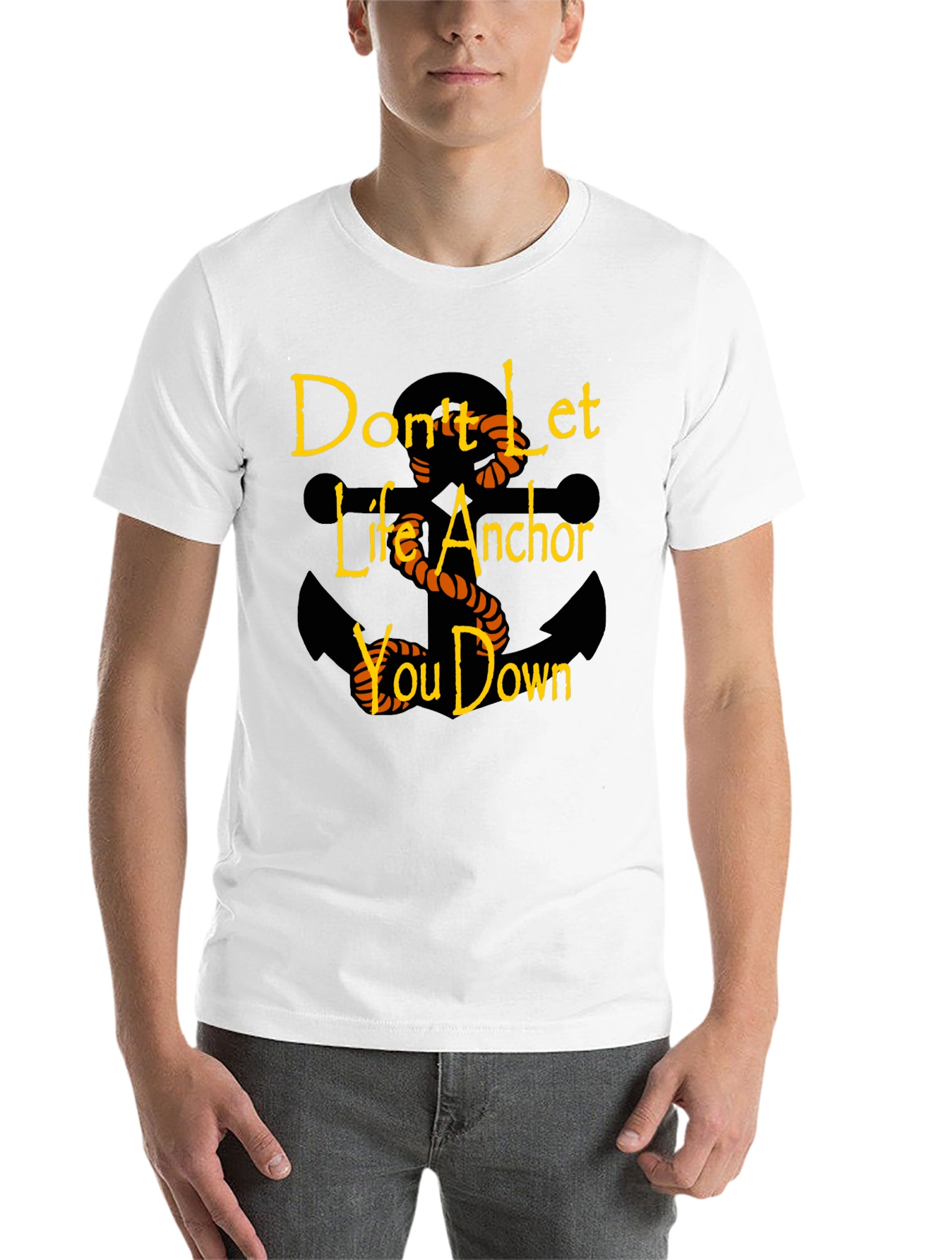 Black Motivational Anchor Graphic Black T-Shirt view 14