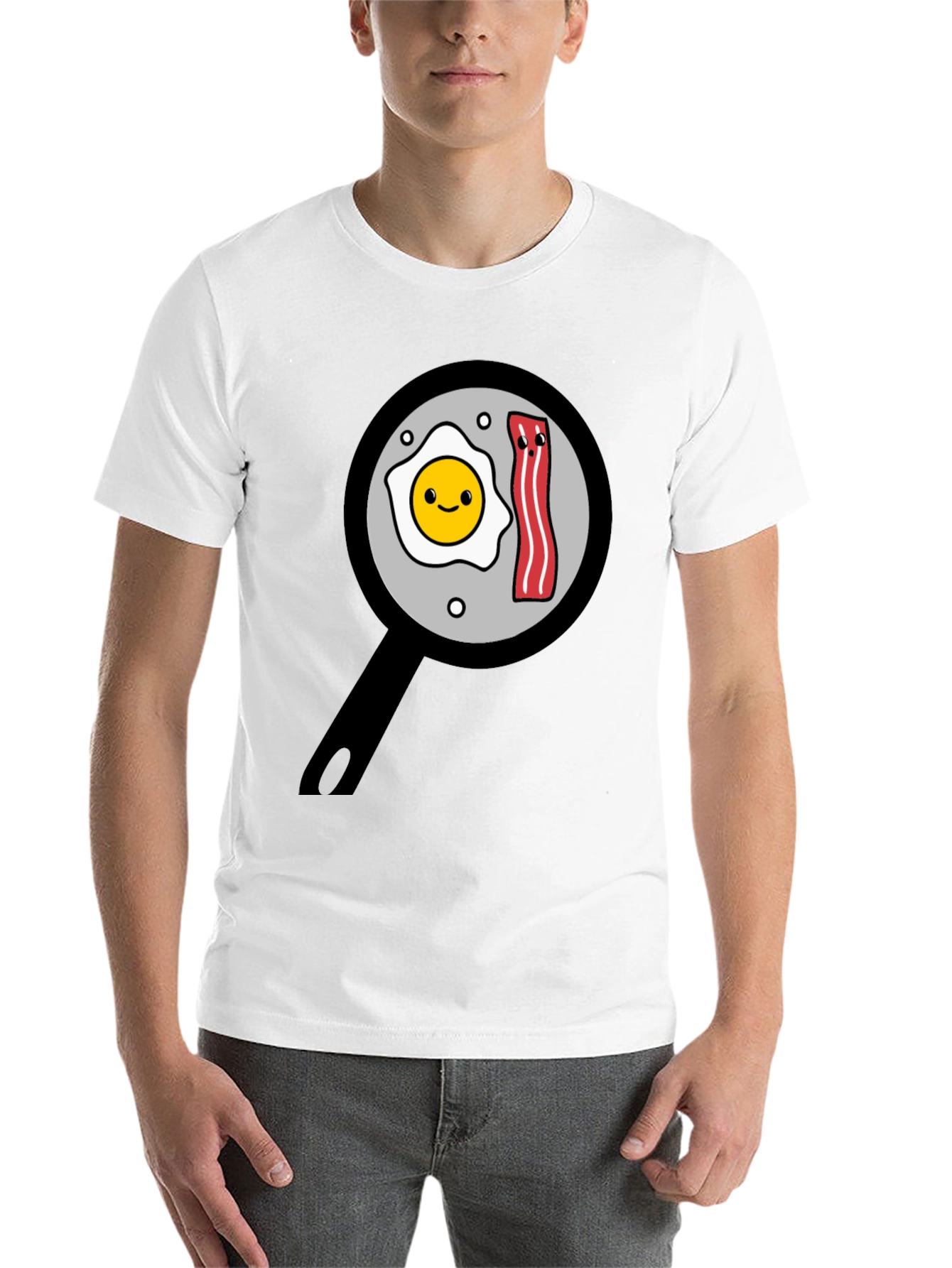 Black Funny Breakfast T-Shirt - Egg and Bacon Pan Design view 14