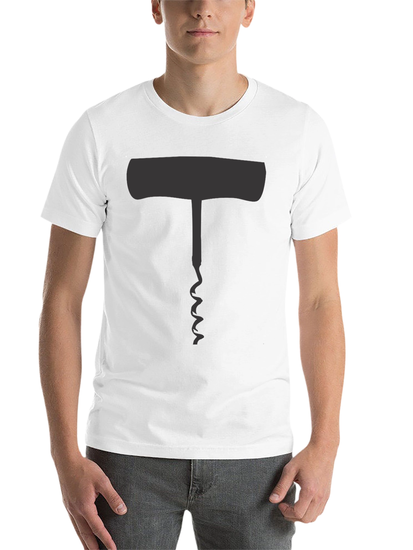 Black Novelty Corkscrew Graphic Men's T-Shirt view 14