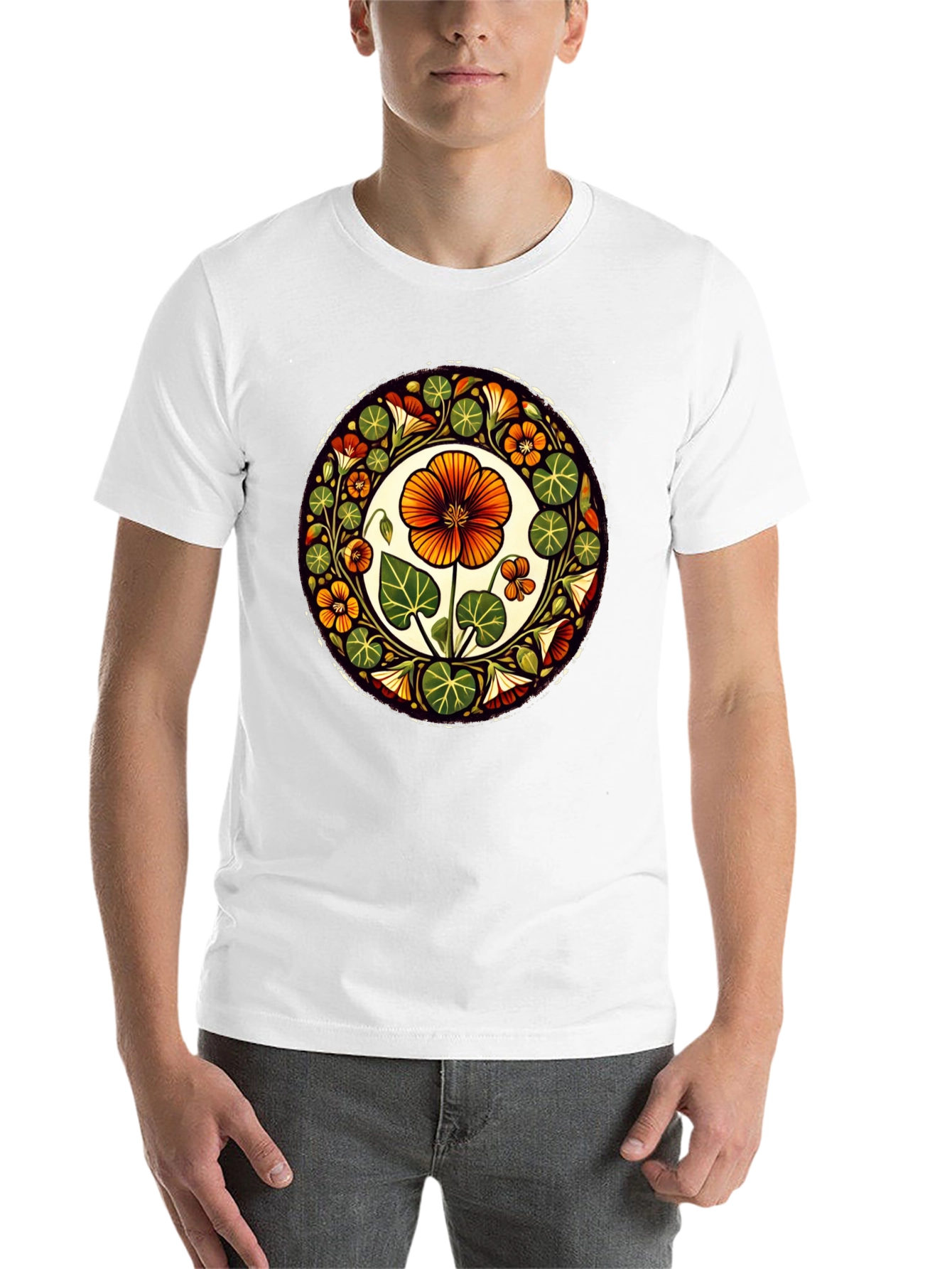 Black Floral Mandala Graphic Tee - Black Cotton T-Shirt view 14