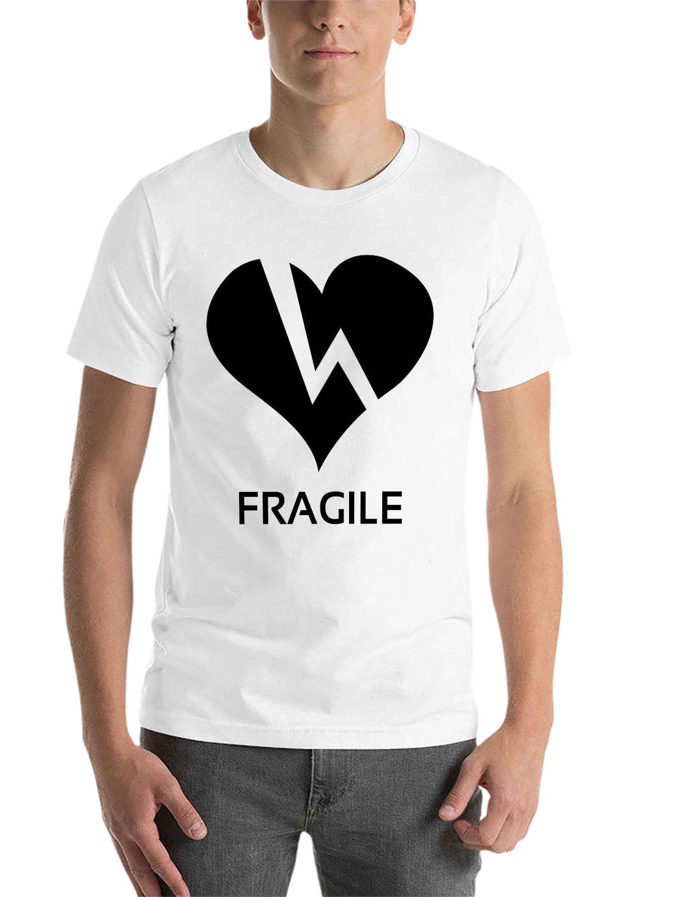 Black Fragile Heart Graphic Tee - Black Crew Neck Shirt view 14