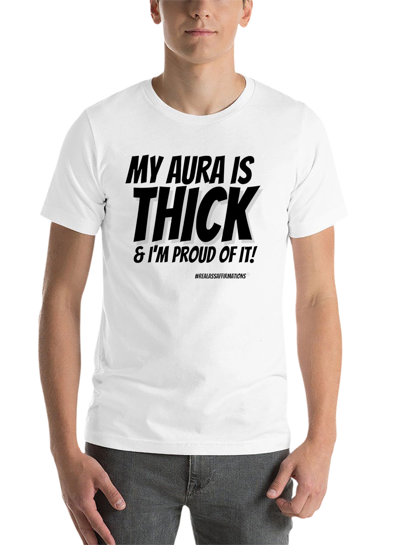 Black My Aura is Thick T-Shirt - Bold Statement Tee view 14