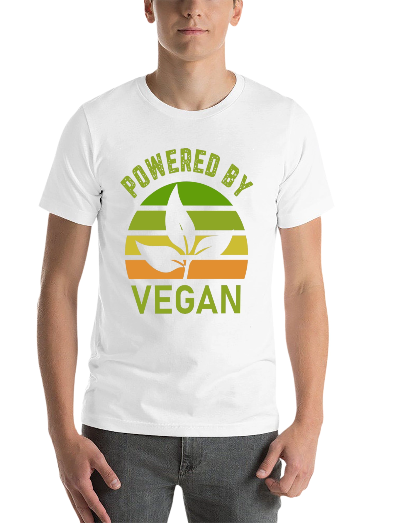 Black Powered By Vegan T-Shirt - Plant Based Lifestyle Tee view 14