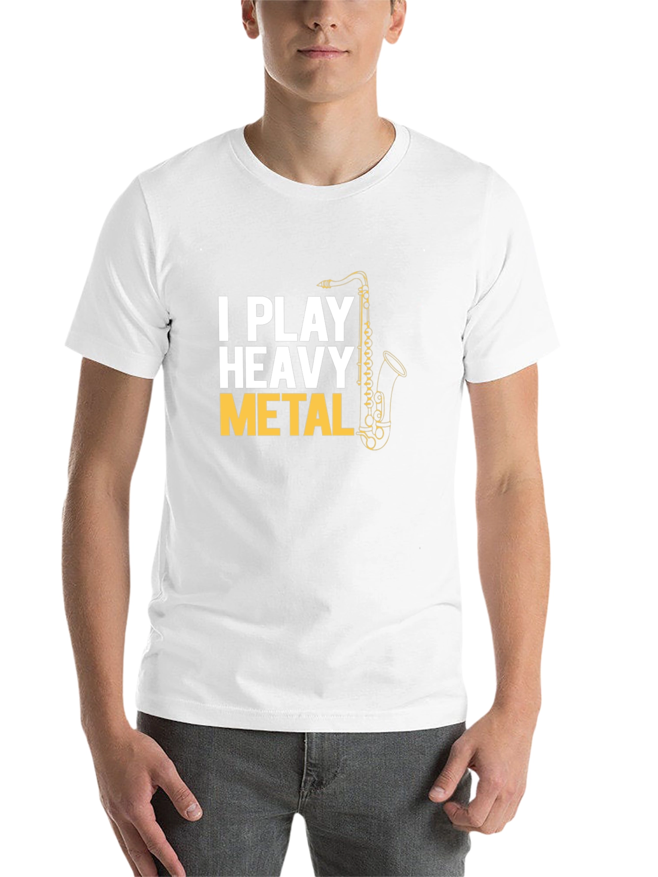 Black I Play Heavy Metal Saxophone T-Shirt view 14