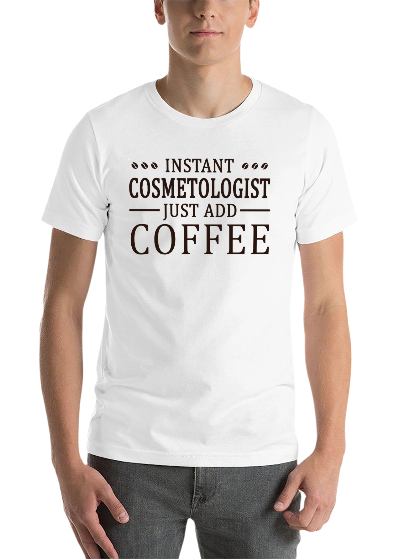 Black Instant Cosmetologist, Just Add Coffee T-Shirt - Unisex Black Tee view 14