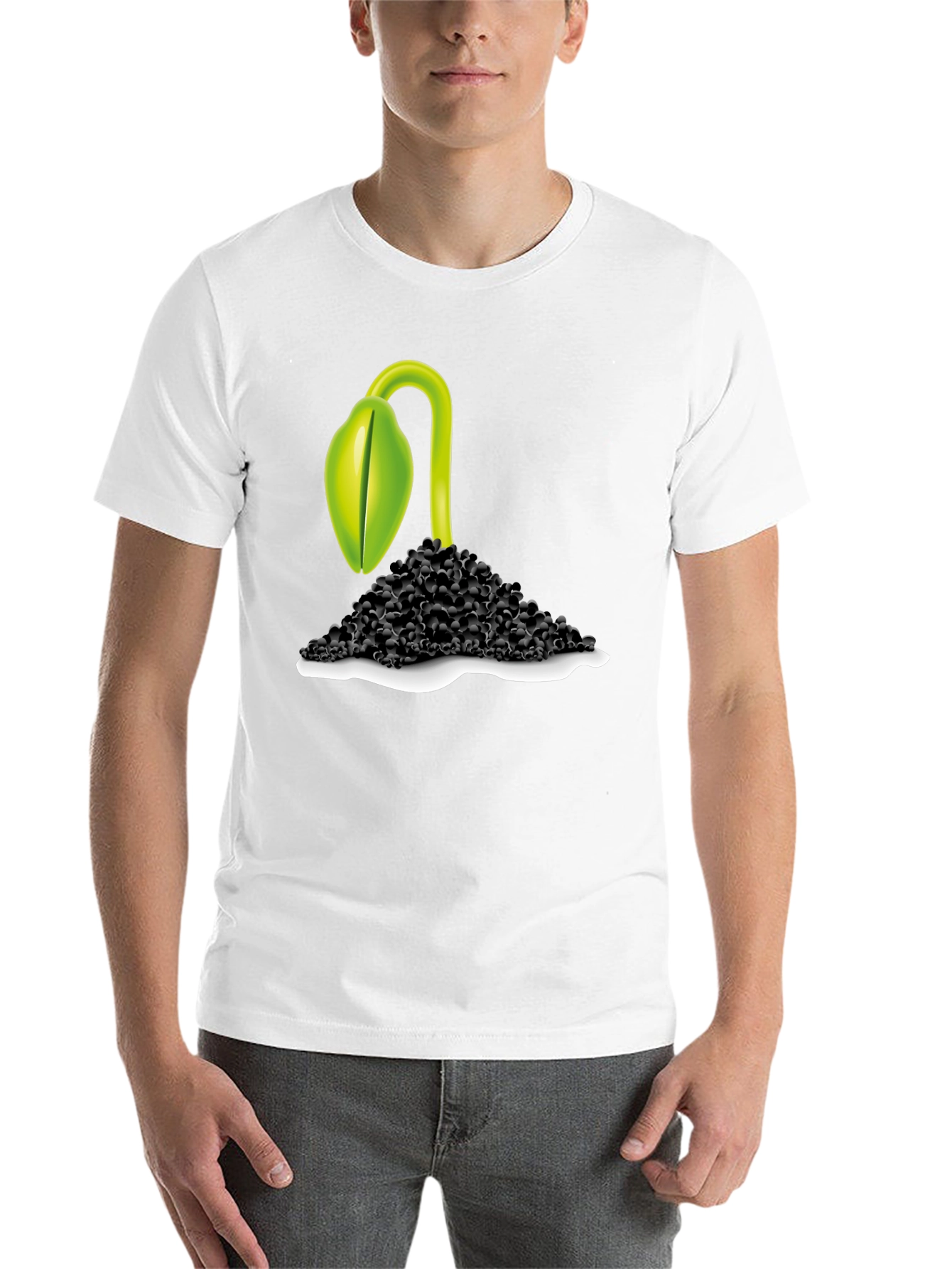 Black Sprout Graphic Tee - Black Cotton Blend T-Shirt view 14