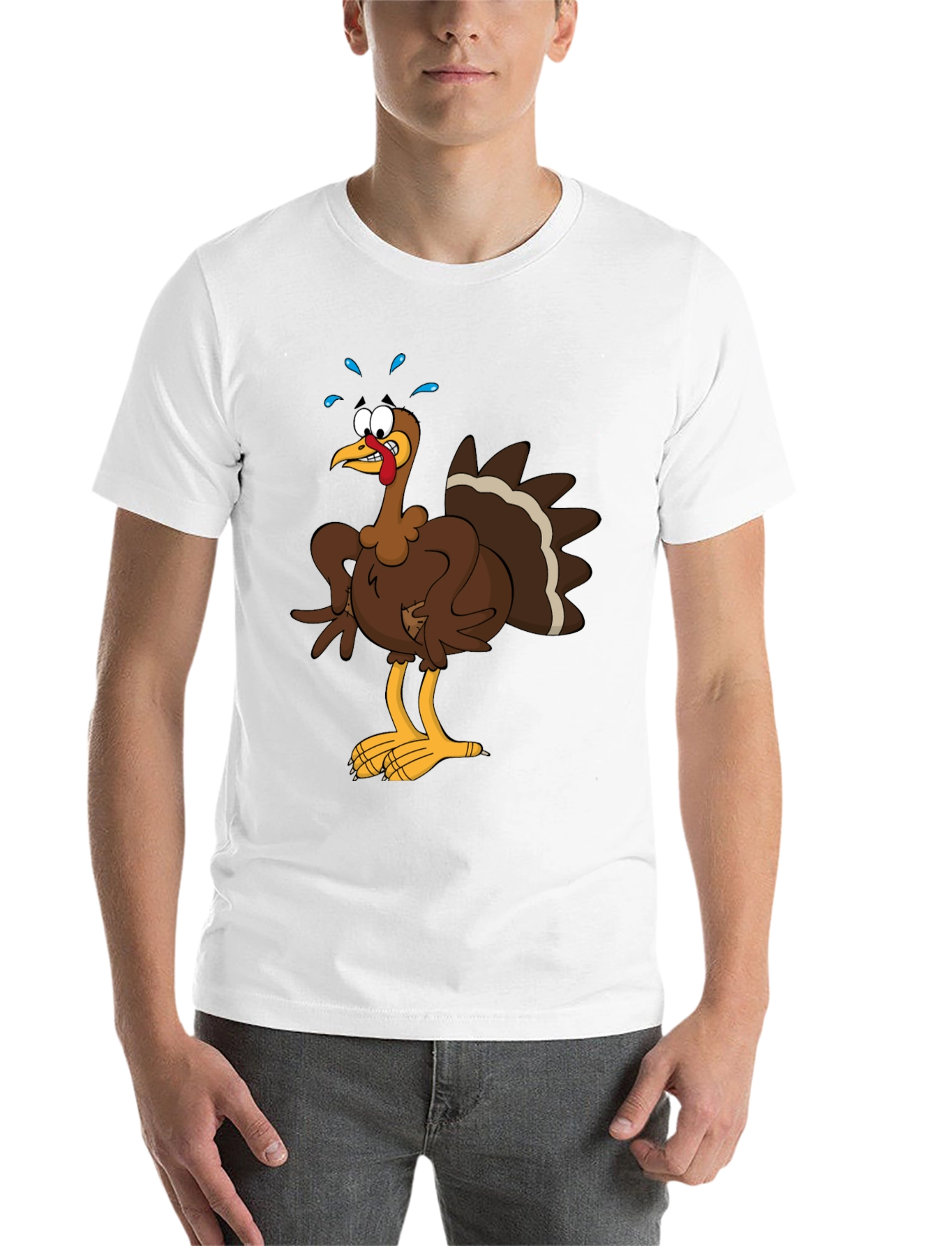 Black Turkey Cartoon Graphic Tee - Thanksgiving Apparel view 14