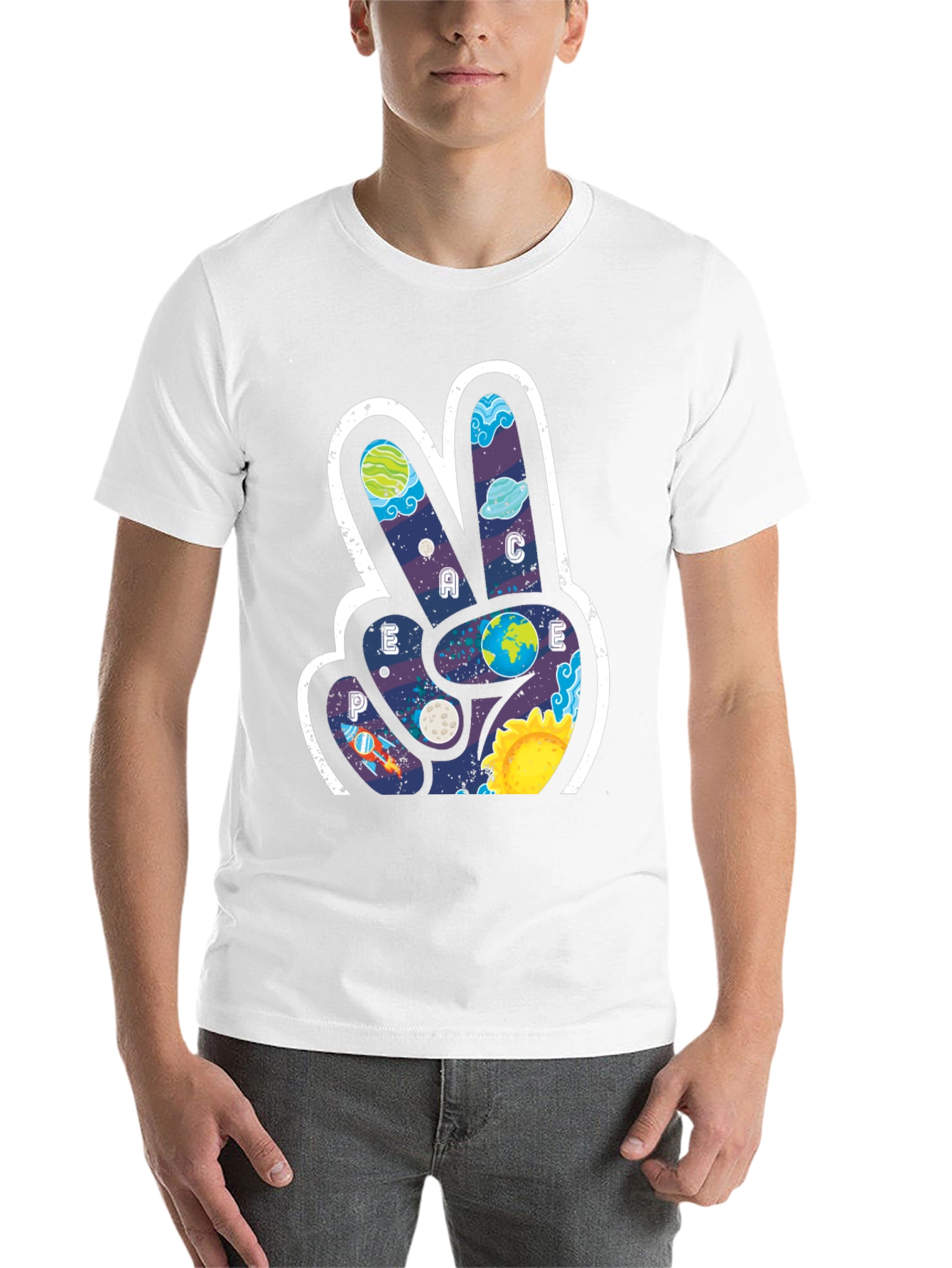 Black Peace Sign Galaxy T-Shirt view 14