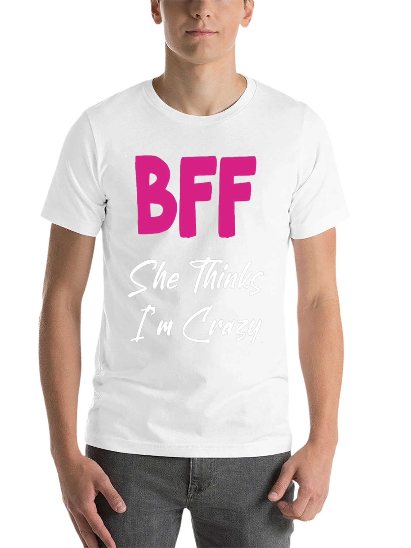 Black BFF She Thinks I'm Crazy Black T-Shirt view 14