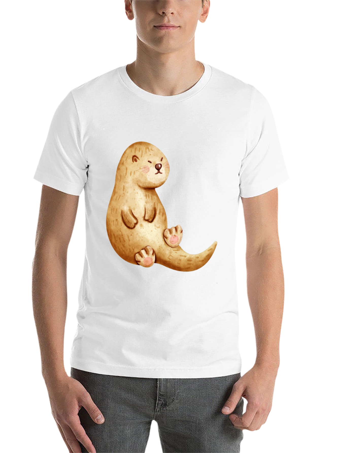 Black Cute Otter Graphic Tee - Unisex Casual Shirt view 14
