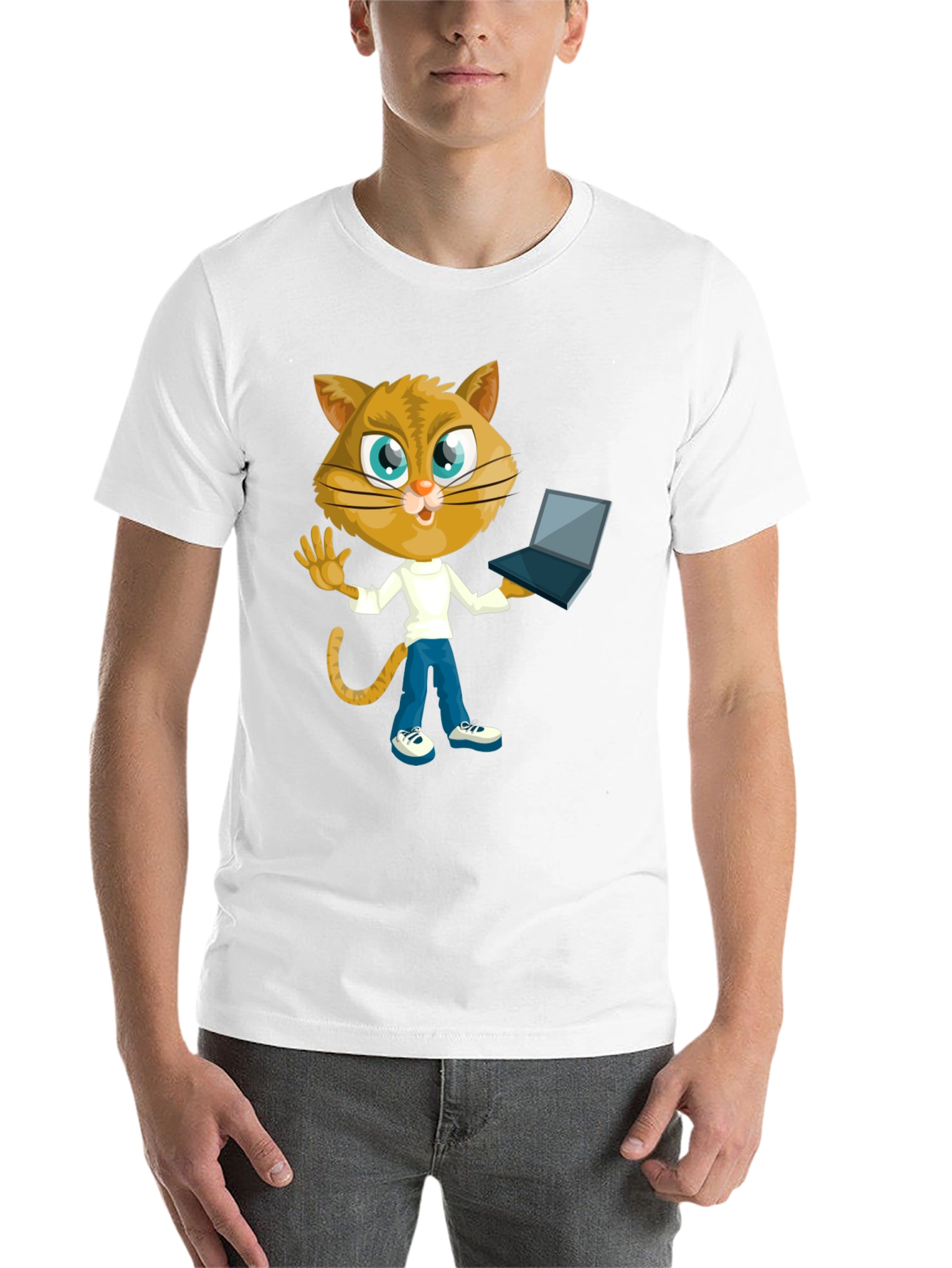 Black Cat Laptop T-Shirt: Funny Graphic Tee for Cat Lovers view 14