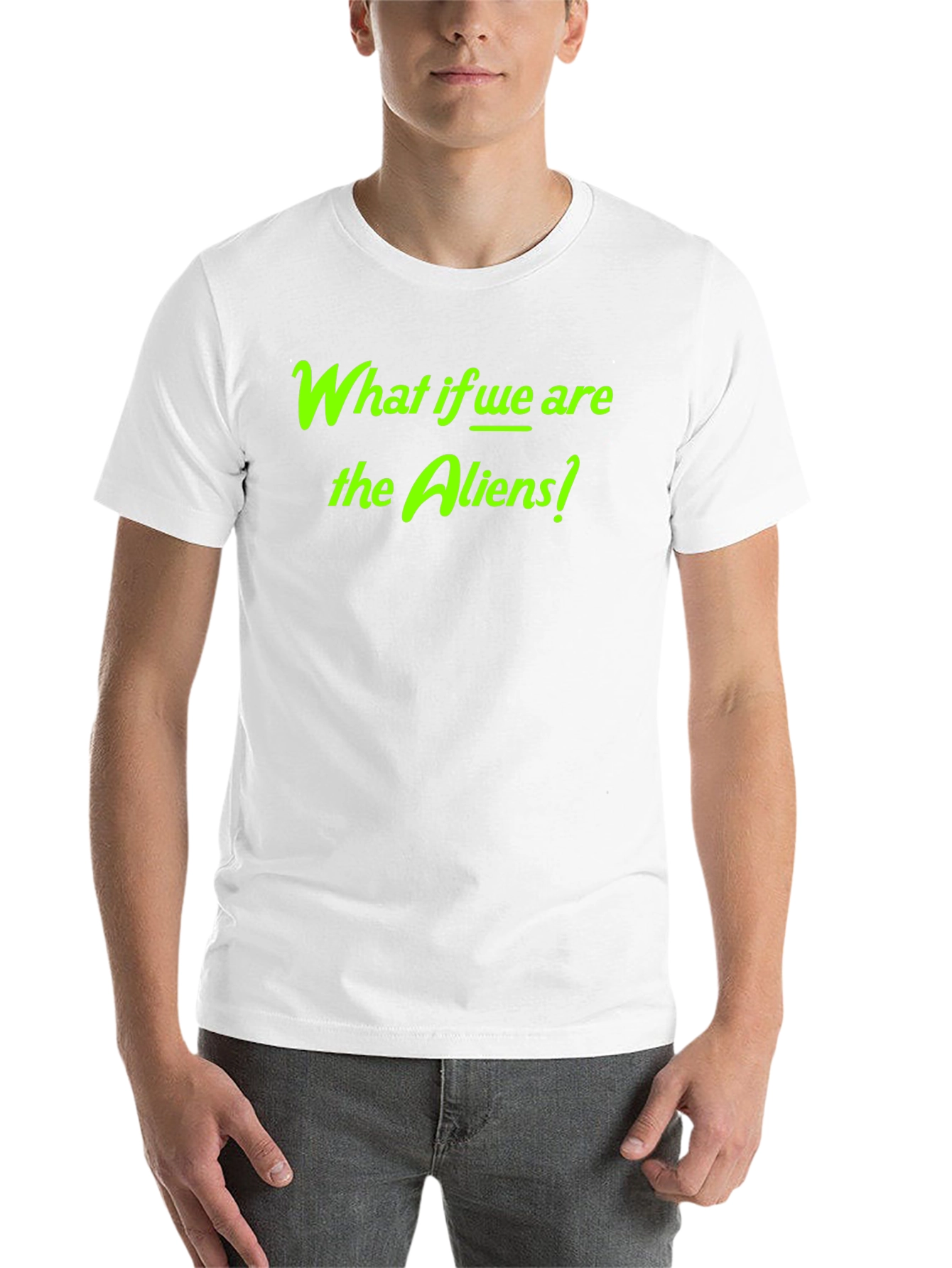 Black What if We Are the Aliens? Graphic Tee view 14