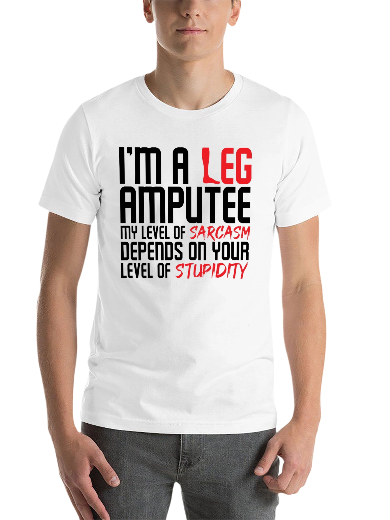 Black Sarcastic Leg Amputee Graphic Tee view 14