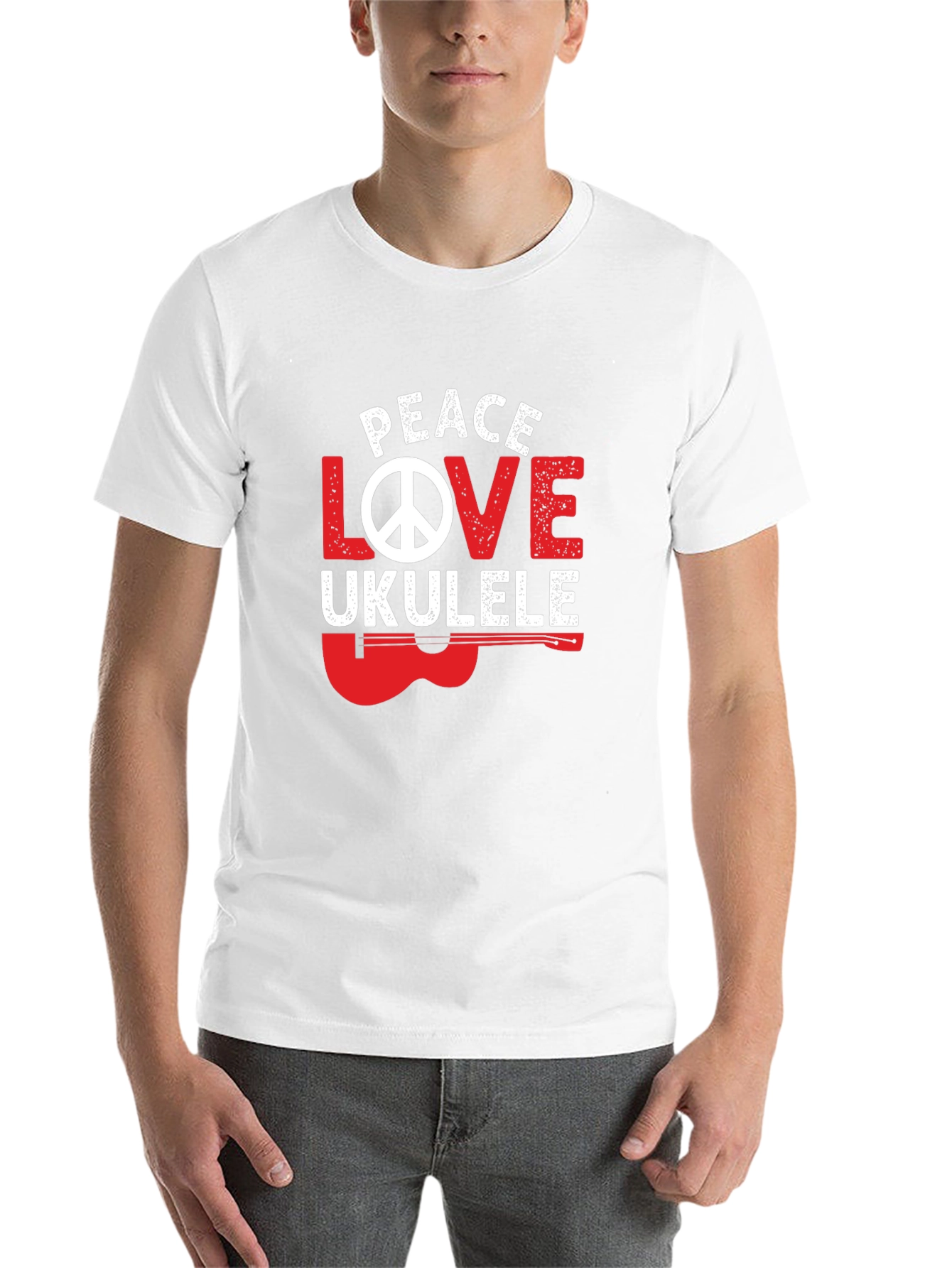 Black Peace Love Ukulele Graphic T-Shirt view 14