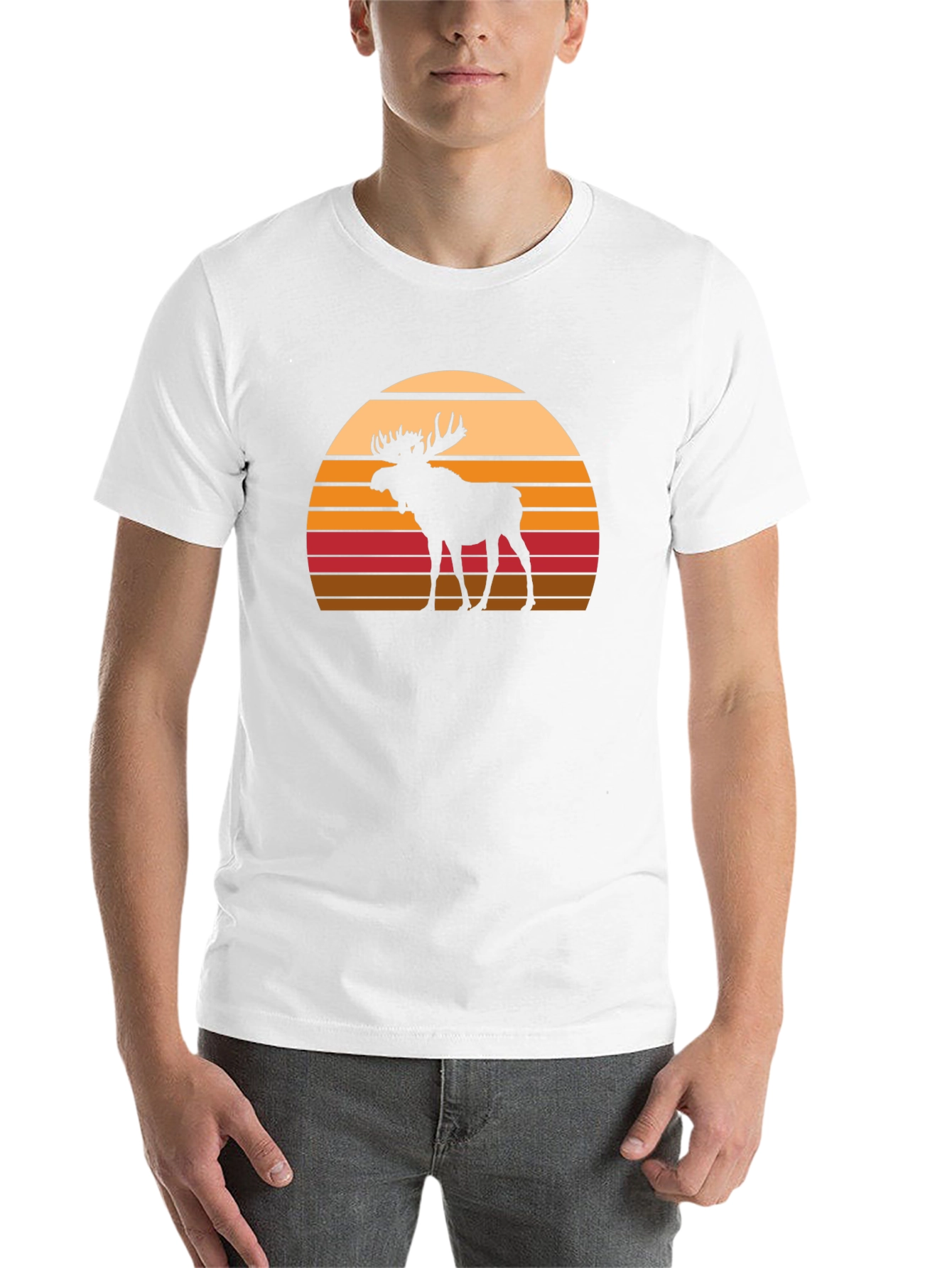 Black Moose Silhouette Sunset Graphic T-Shirt view 14