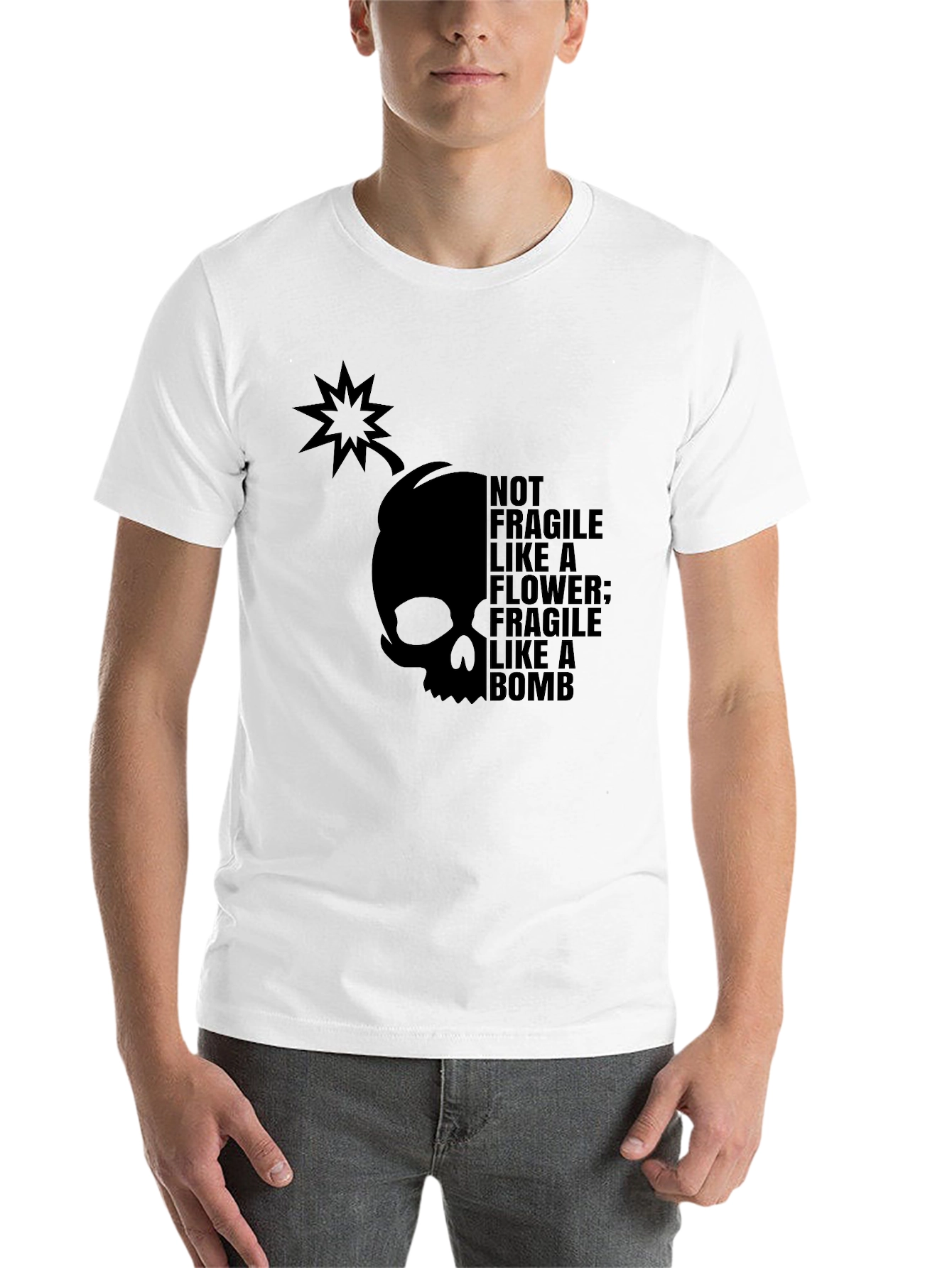 Black Fragile Like a Bomb T-Shirt - Men's Graphic Tee view 14
