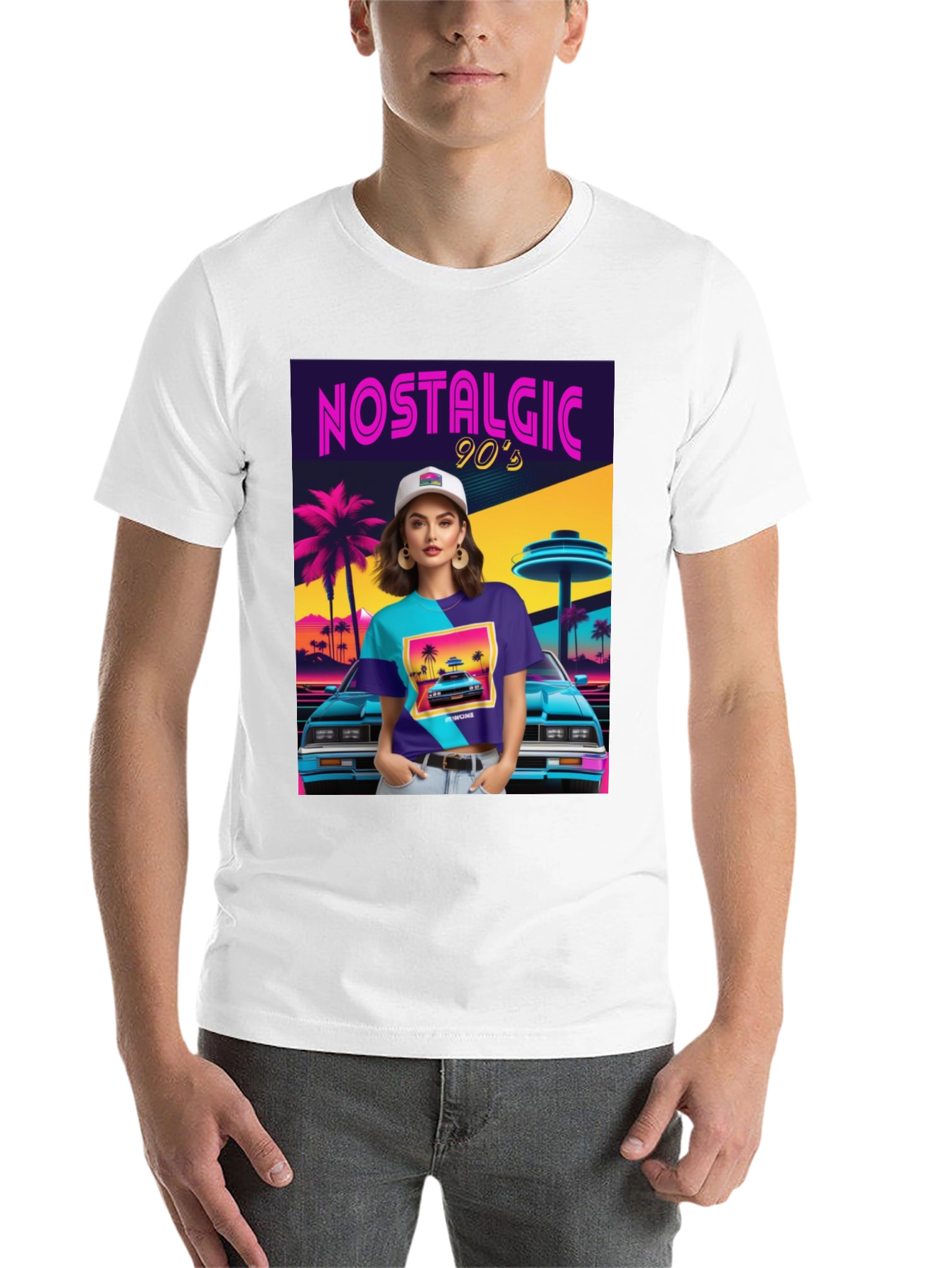 Black Nostalgic 90s Graphic T-Shirt - Retro Design view 14