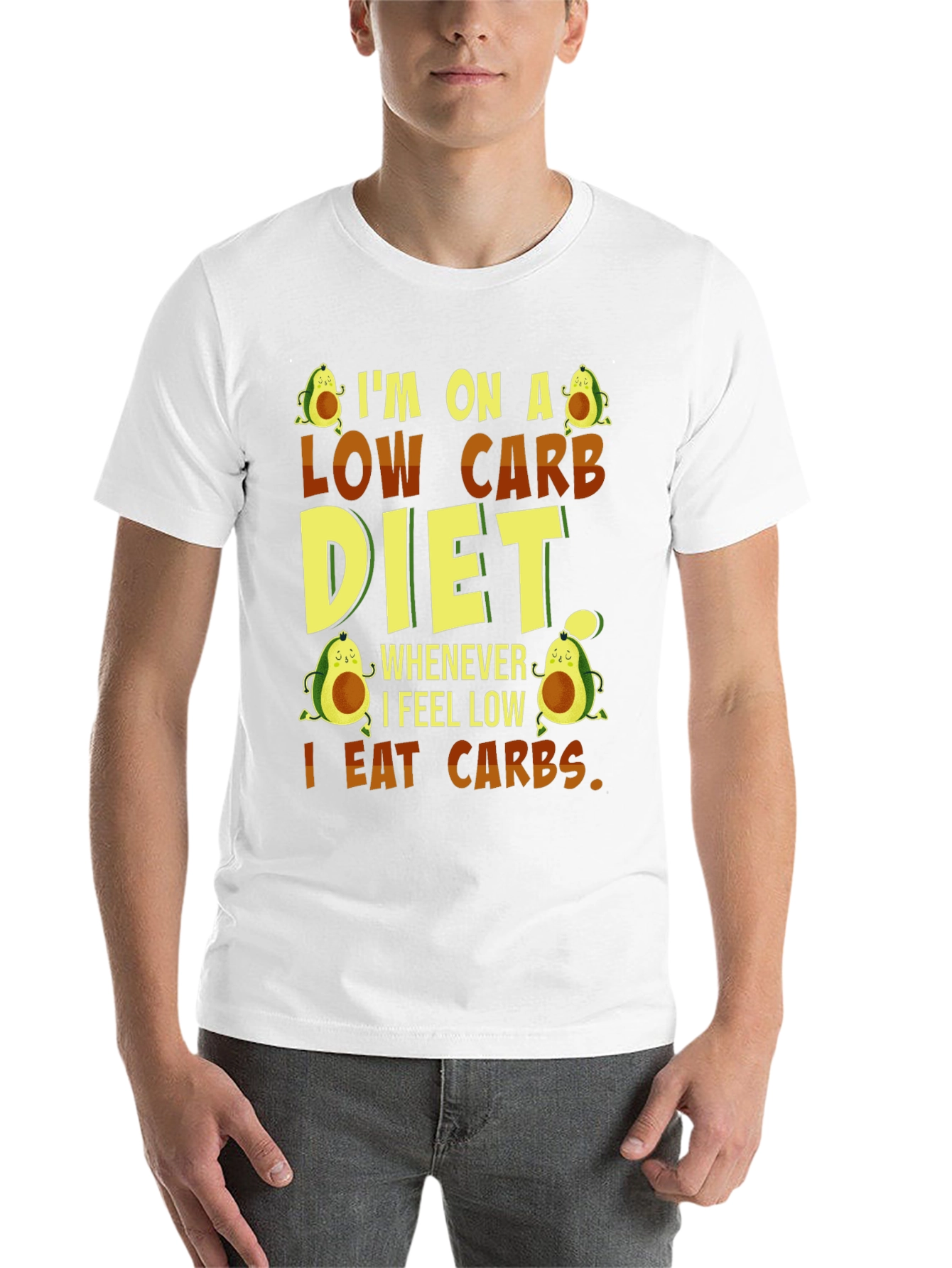 Black Low Carb Diet Funny T-Shirt view 14