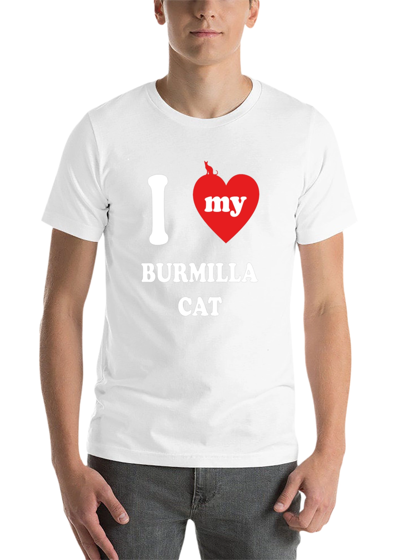 Black I Heart My Burmilla Cat Graphic T-Shirt view 14