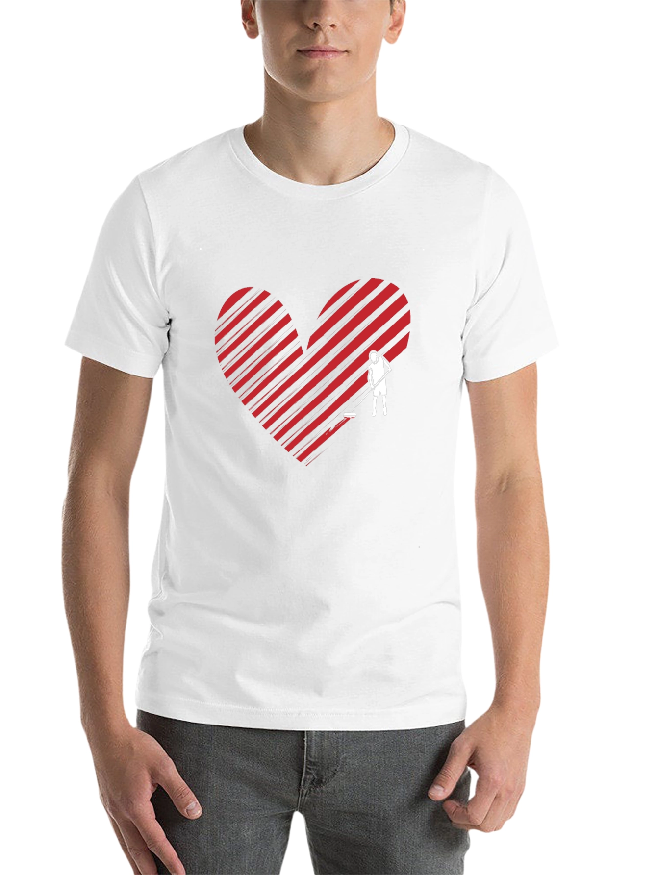 Heart Hockey Player Graphic Tee - Black - 14