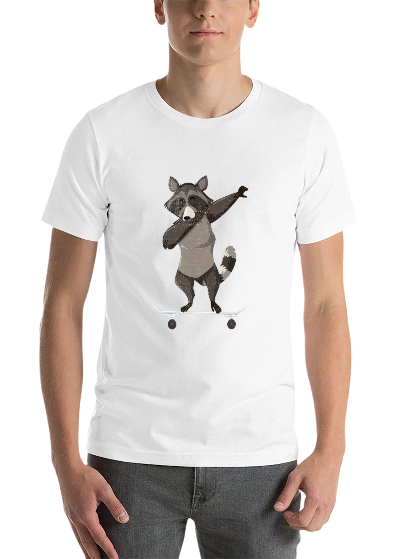 Black Raccoon Skateboard Dabbing Graphic Tee view 14