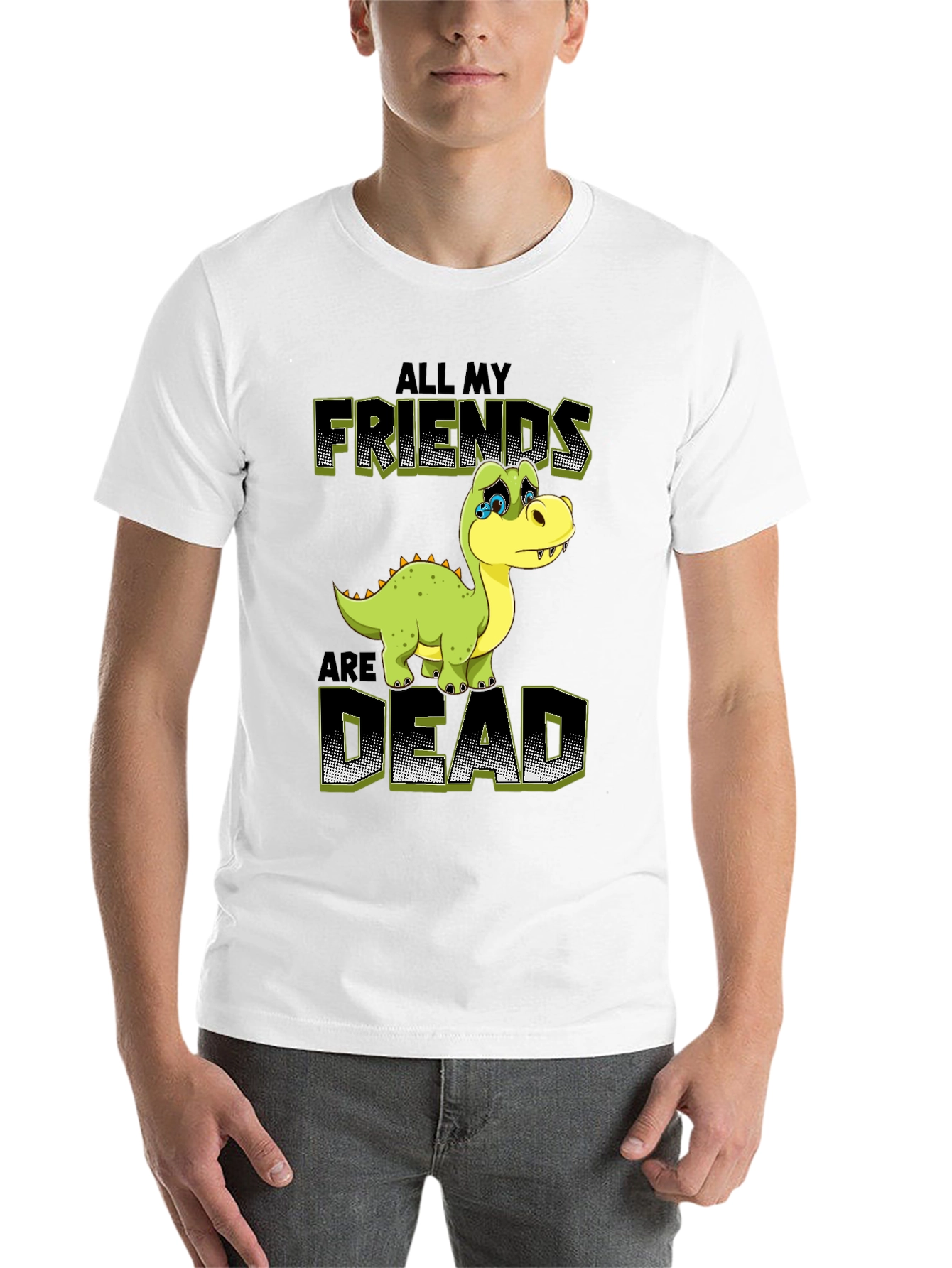 Black Sad Dinosaur Graphic Tee - All My Friends Are Dead T-Shirt view 14