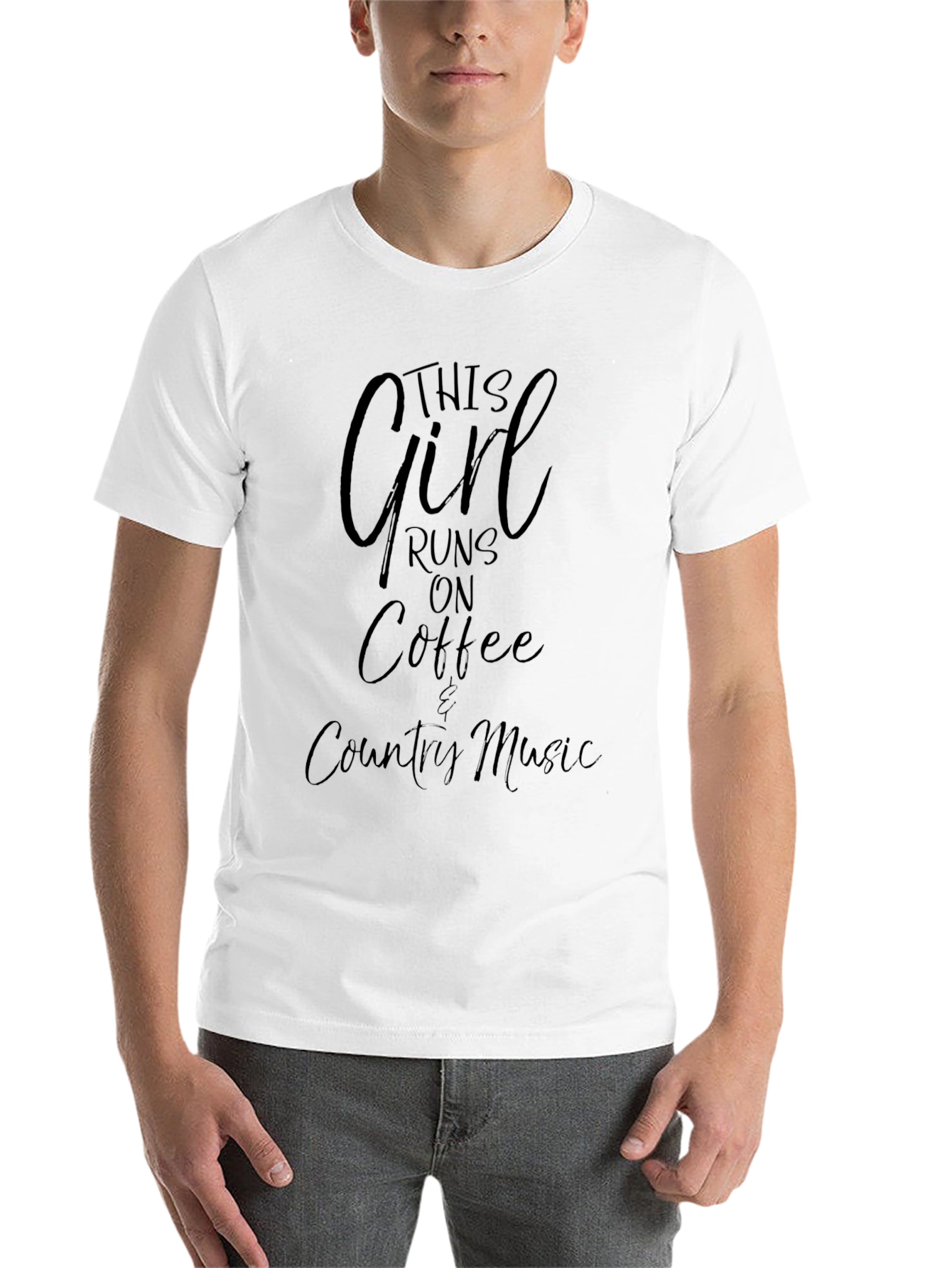 Black This Girl Runs on Coffee & Country Music T-Shirt view 14