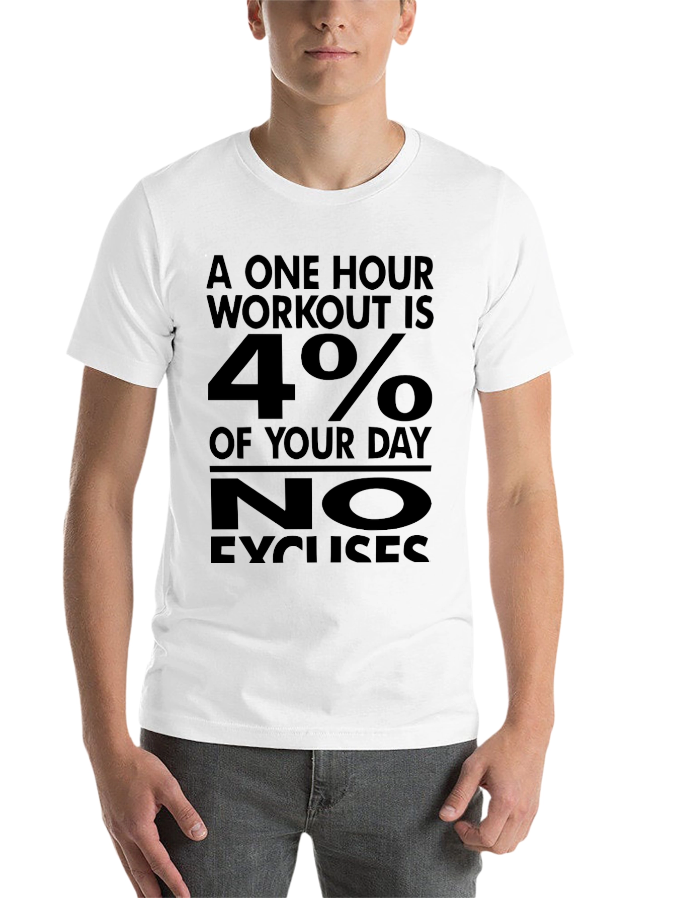 Black Workout Motivation Tee: No Excuses Gym Shirt view 14