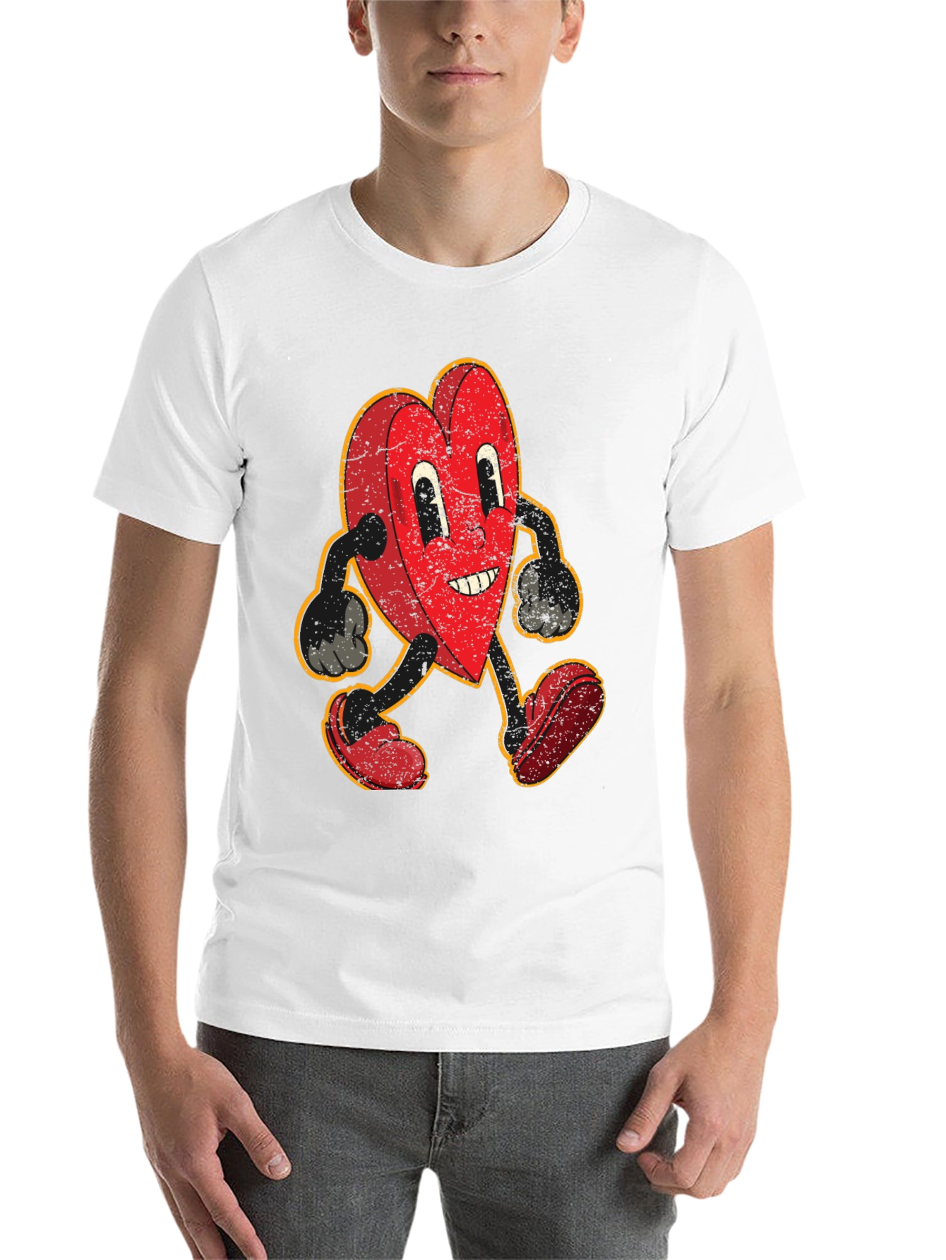 Black Retro Heart Cartoon Graphic T-Shirt view 14