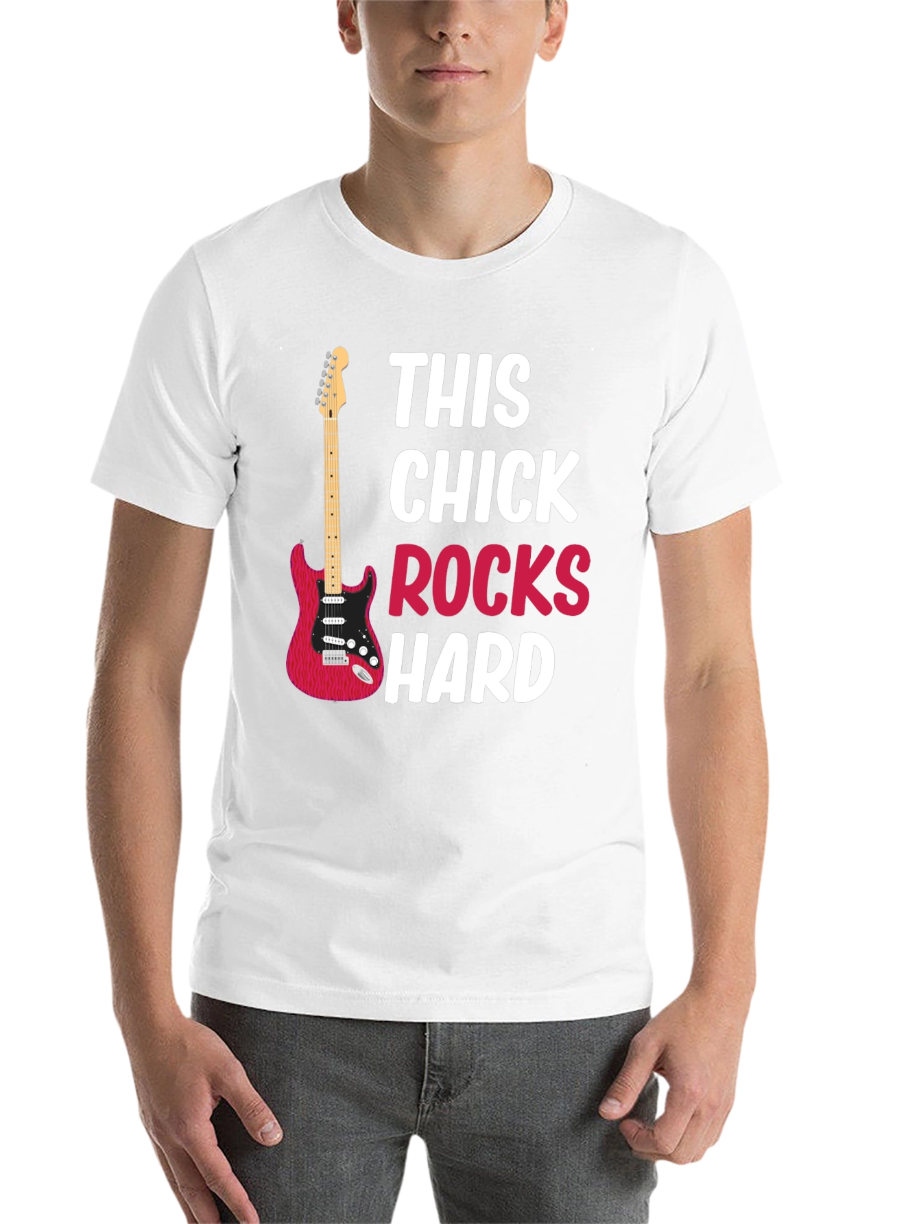 Black This Chick Rocks Hard Graphic T-Shirt view 14