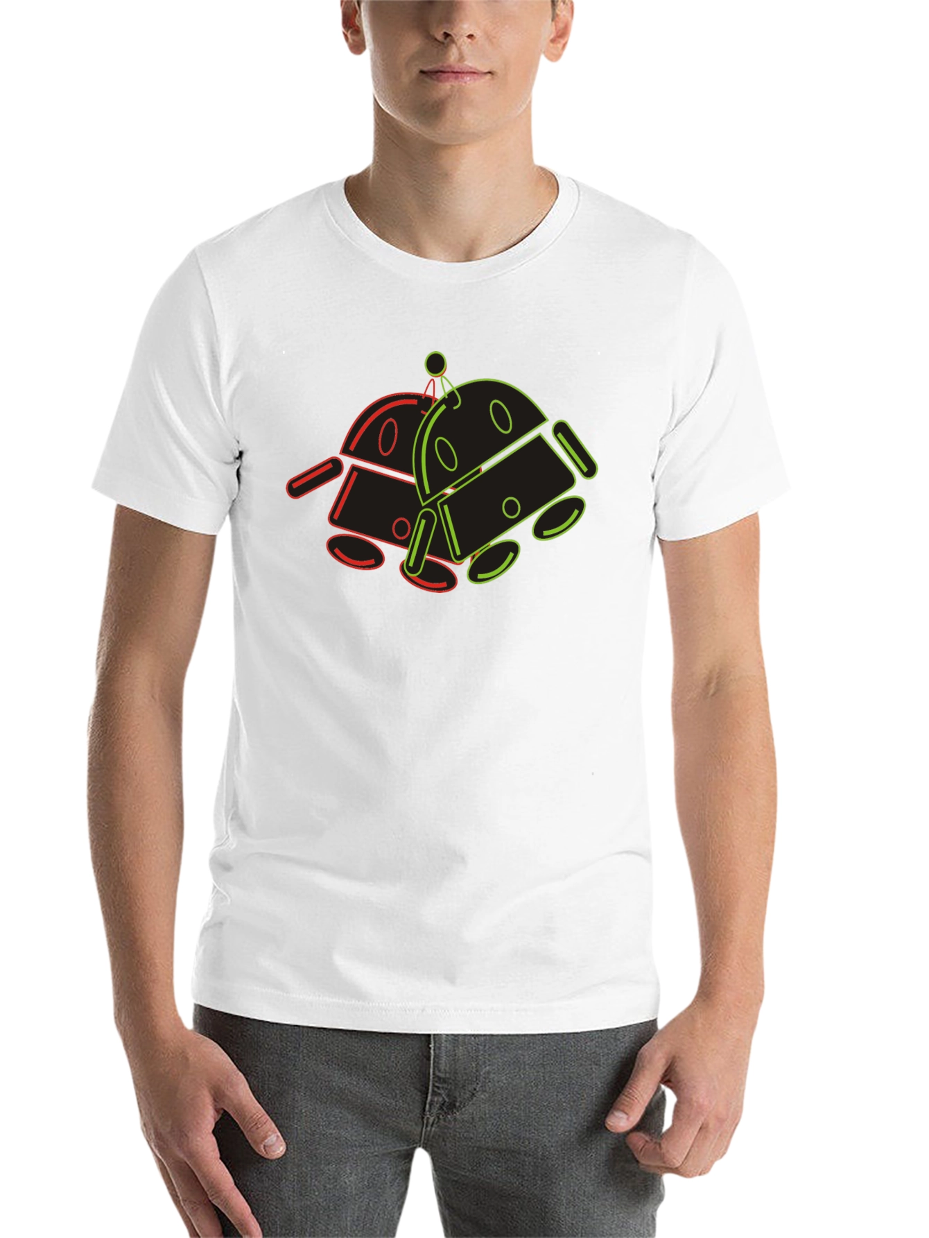 Black Retro Robot Graphic Tee - Cool Geek Style view 14