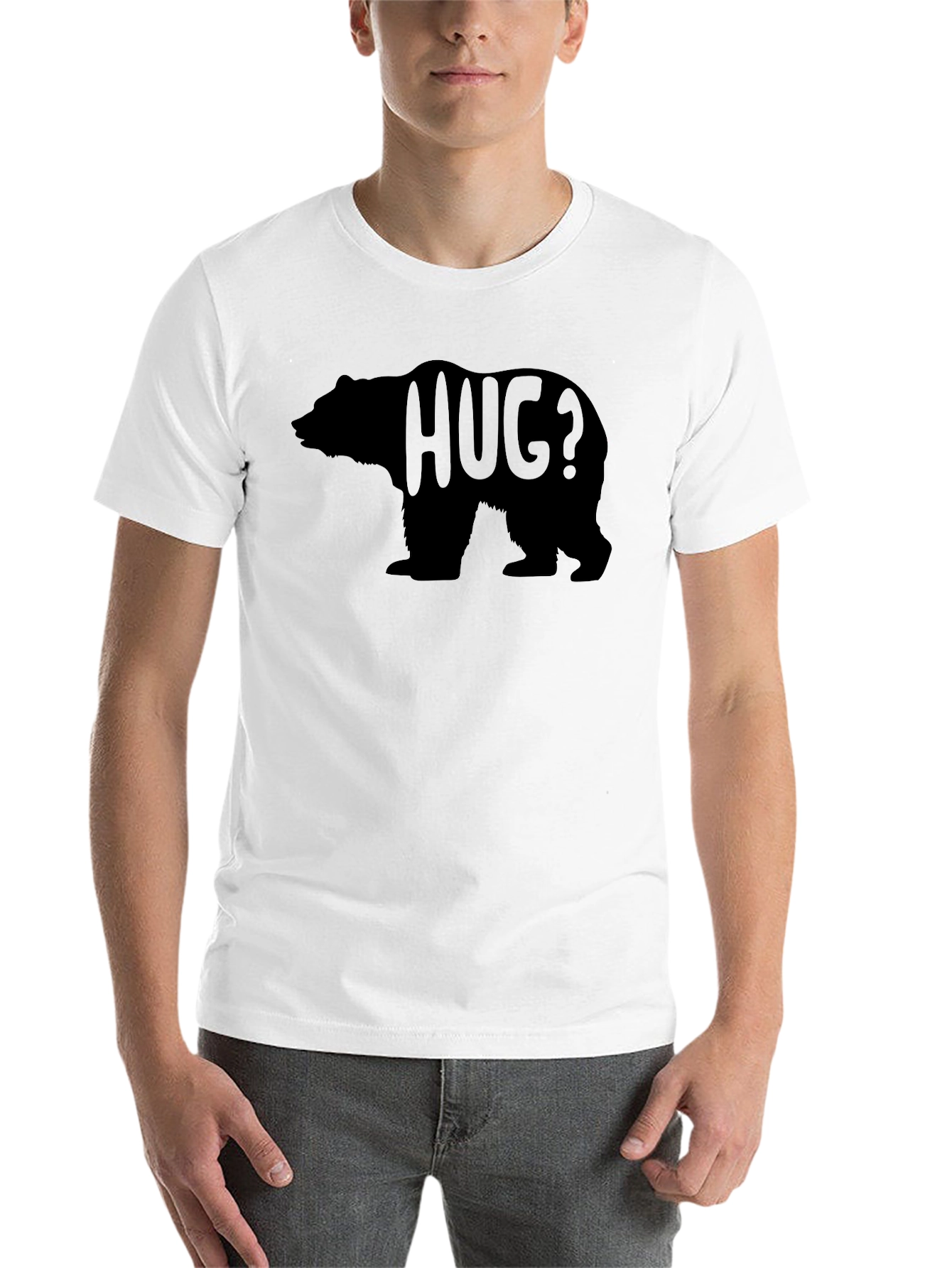 Black Humorous Bear Hug Graphic Tee - Casual Comfort view 14