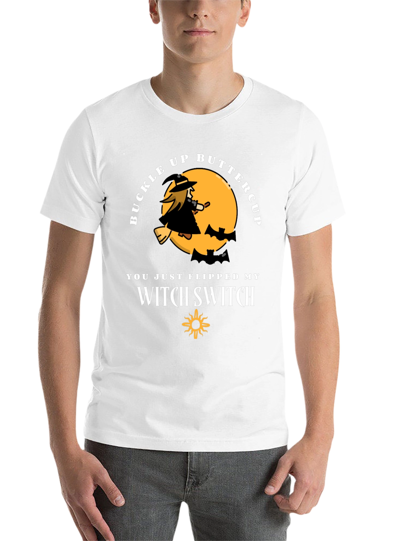 Black Buckle Up Buttercup Witch T-Shirt view 14