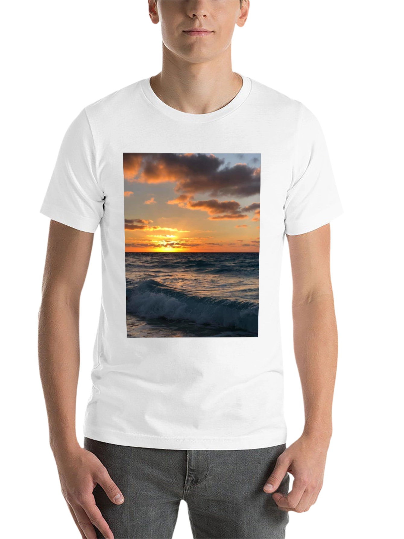 Black Sunset Wave Graphic Tee - Black view 14