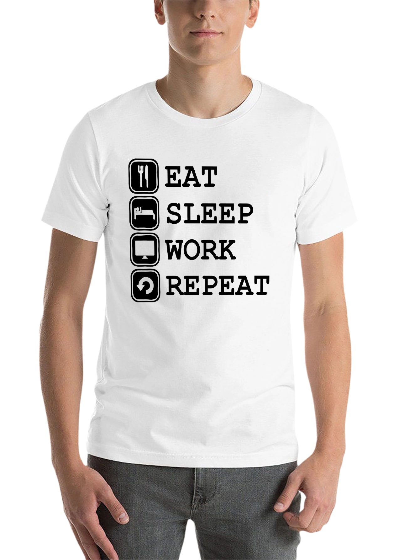 Black Eat Sleep Work Repeat Graphic T-Shirt view 14