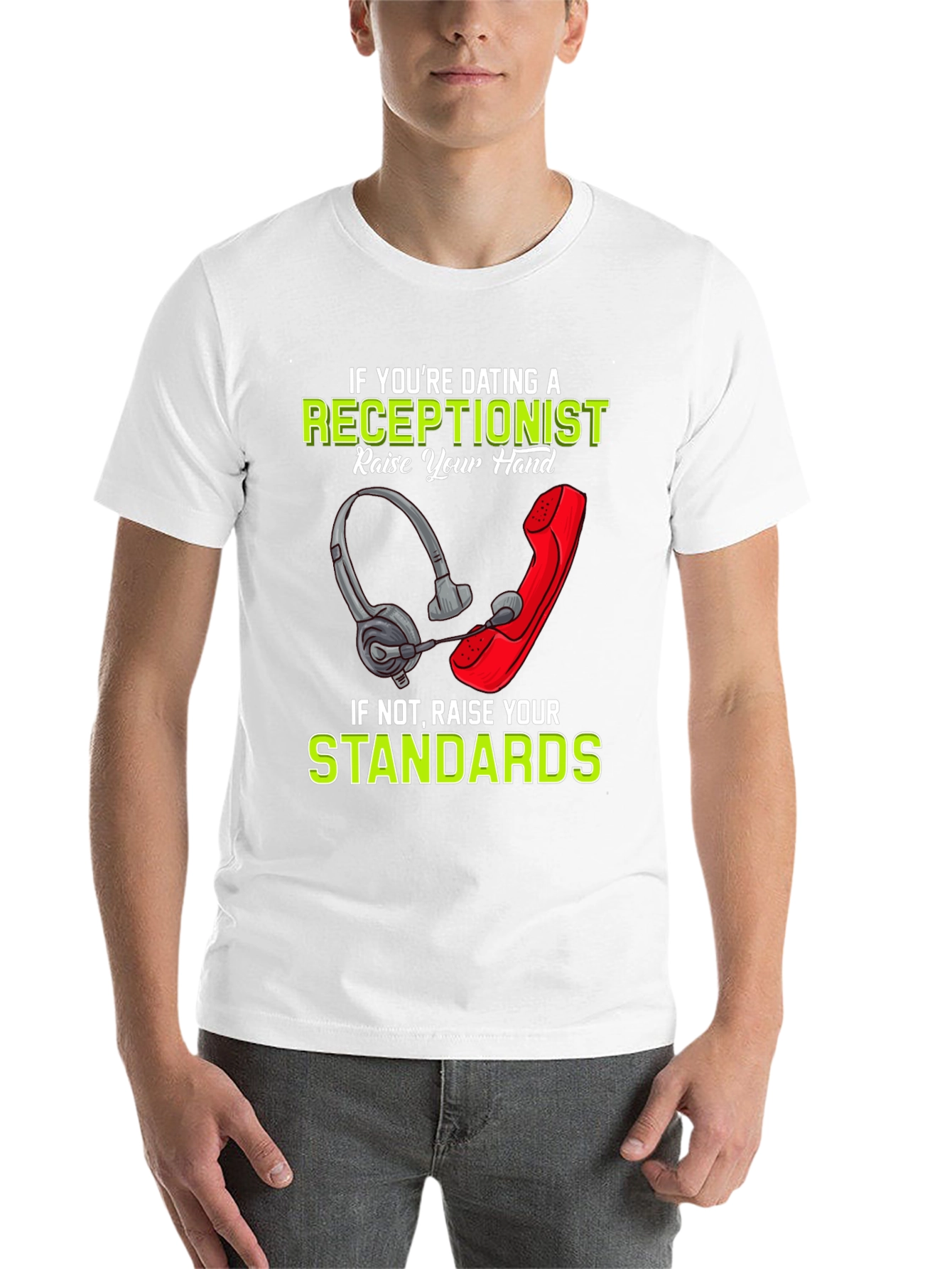 Black Receptionist Humor T-Shirt: Dating Standards Graphic Tee view 14