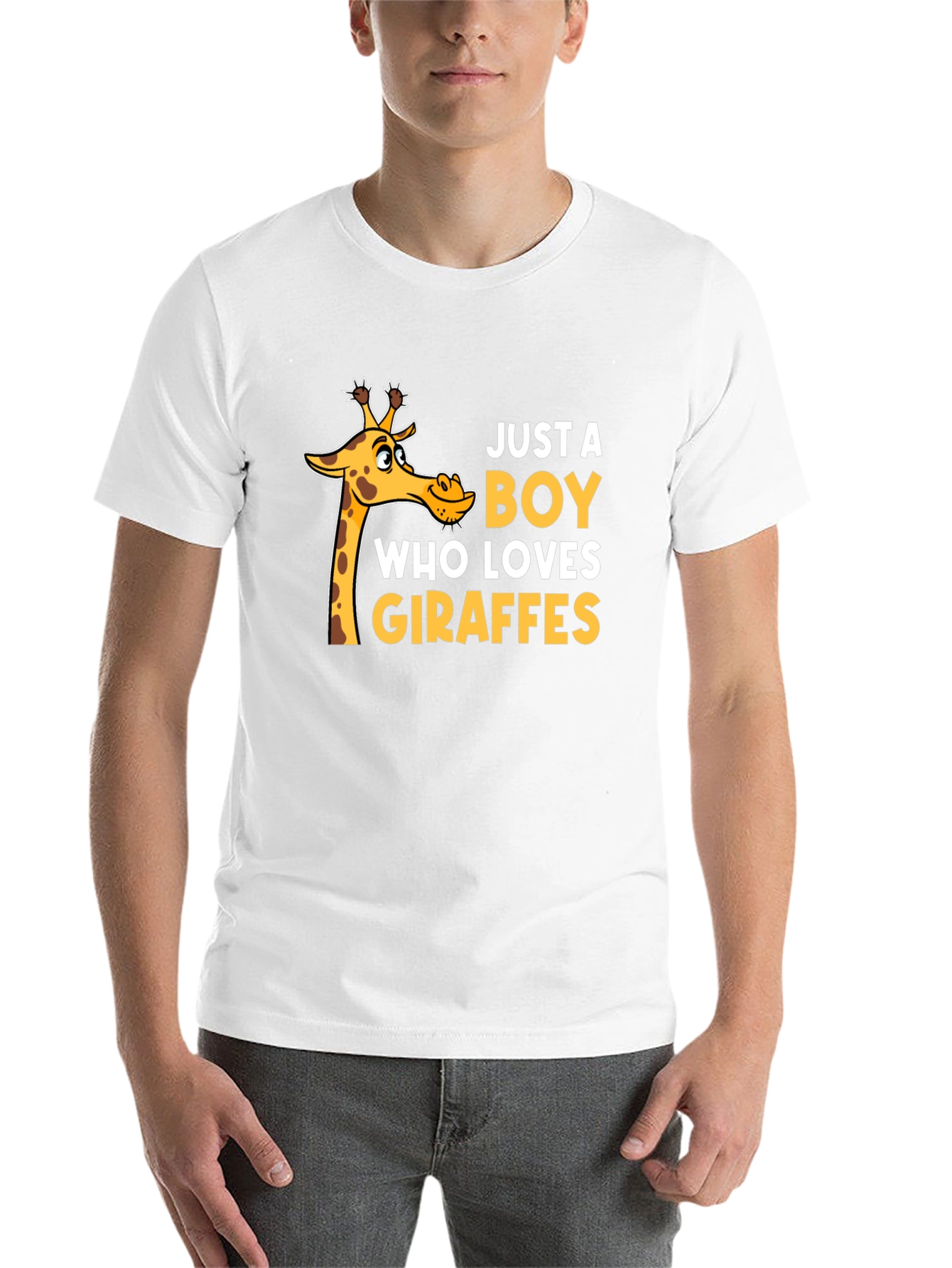 Black Just a Boy Who Loves Giraffes T-Shirt - Black view 14