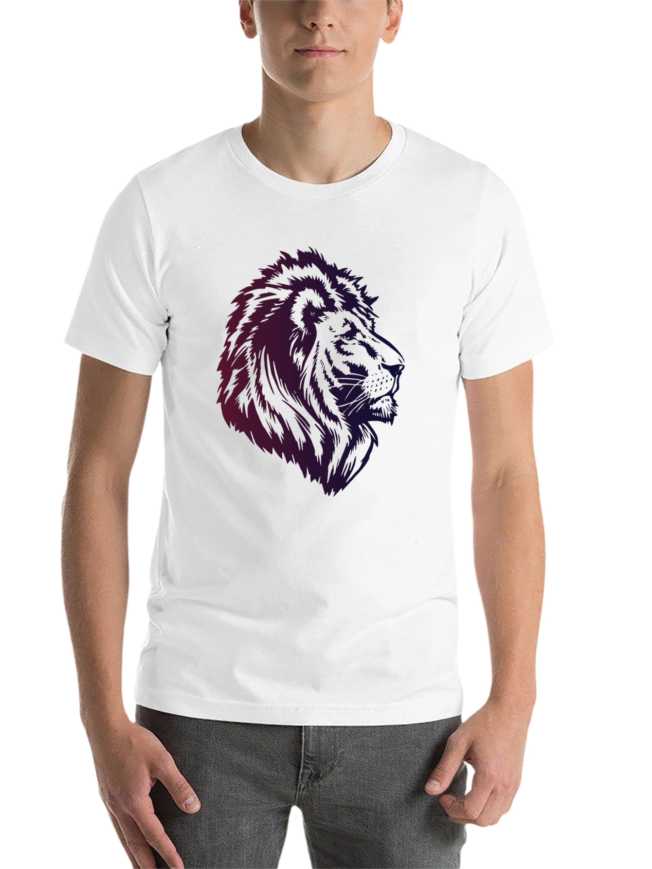 Black Lion Graphic Black T-Shirt - Men's Casual Tee view 14