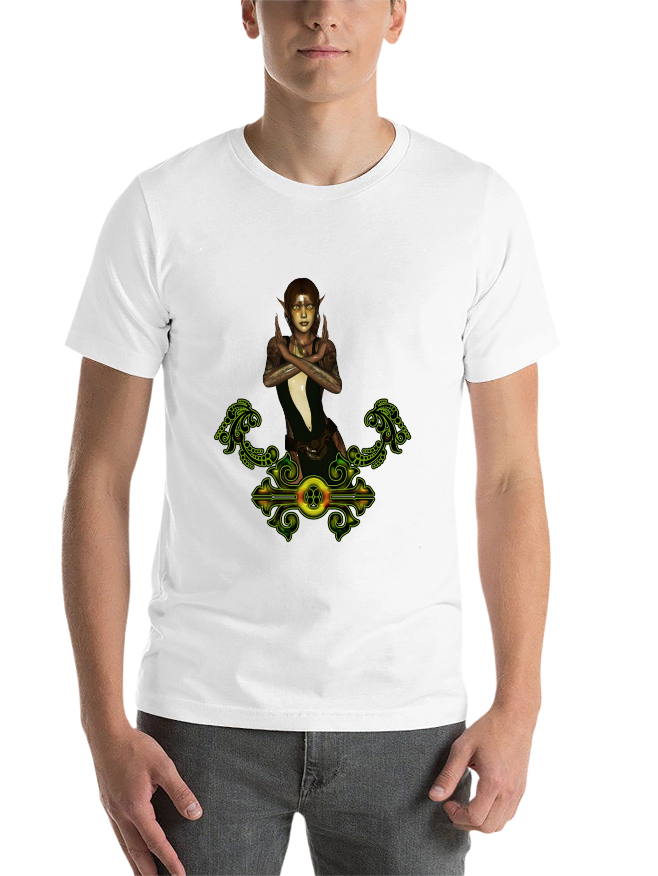 Black Elf Maiden Graphic Tee - Fantasy Print Shirt view 14