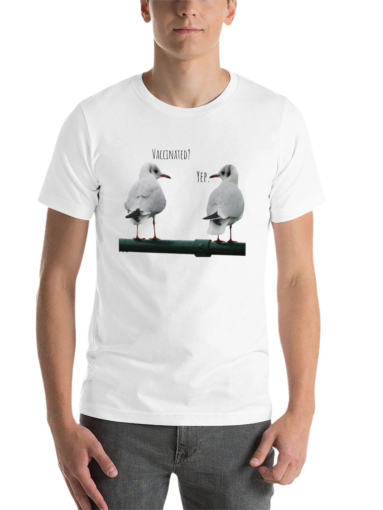 Black Vaccinated Seagulls Graphic T-Shirt view 14