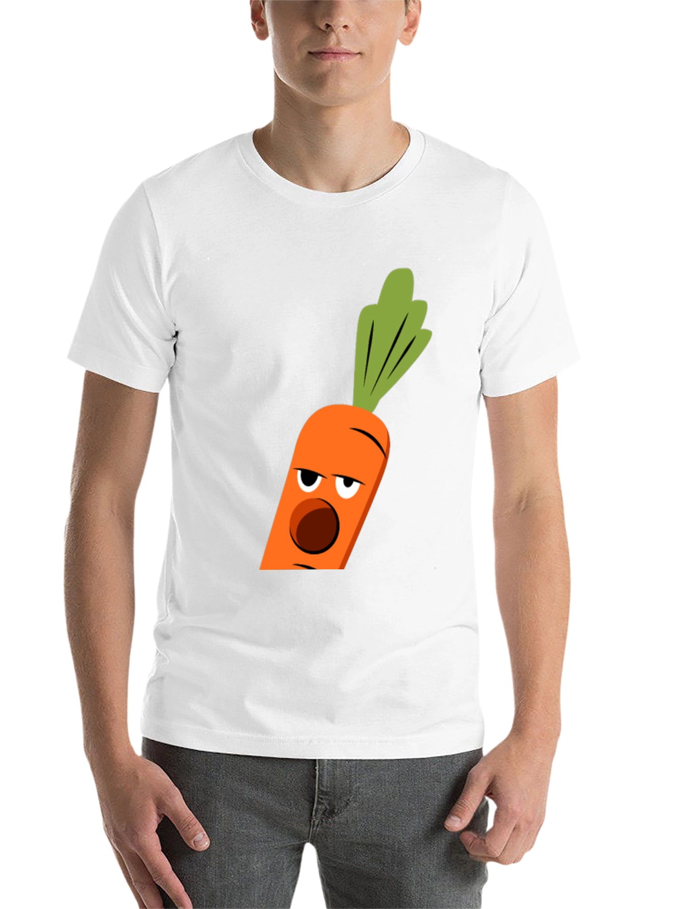 Black Funny Carrot Face Graphic Tee - Black Cotton Blend T-Shirt view 14