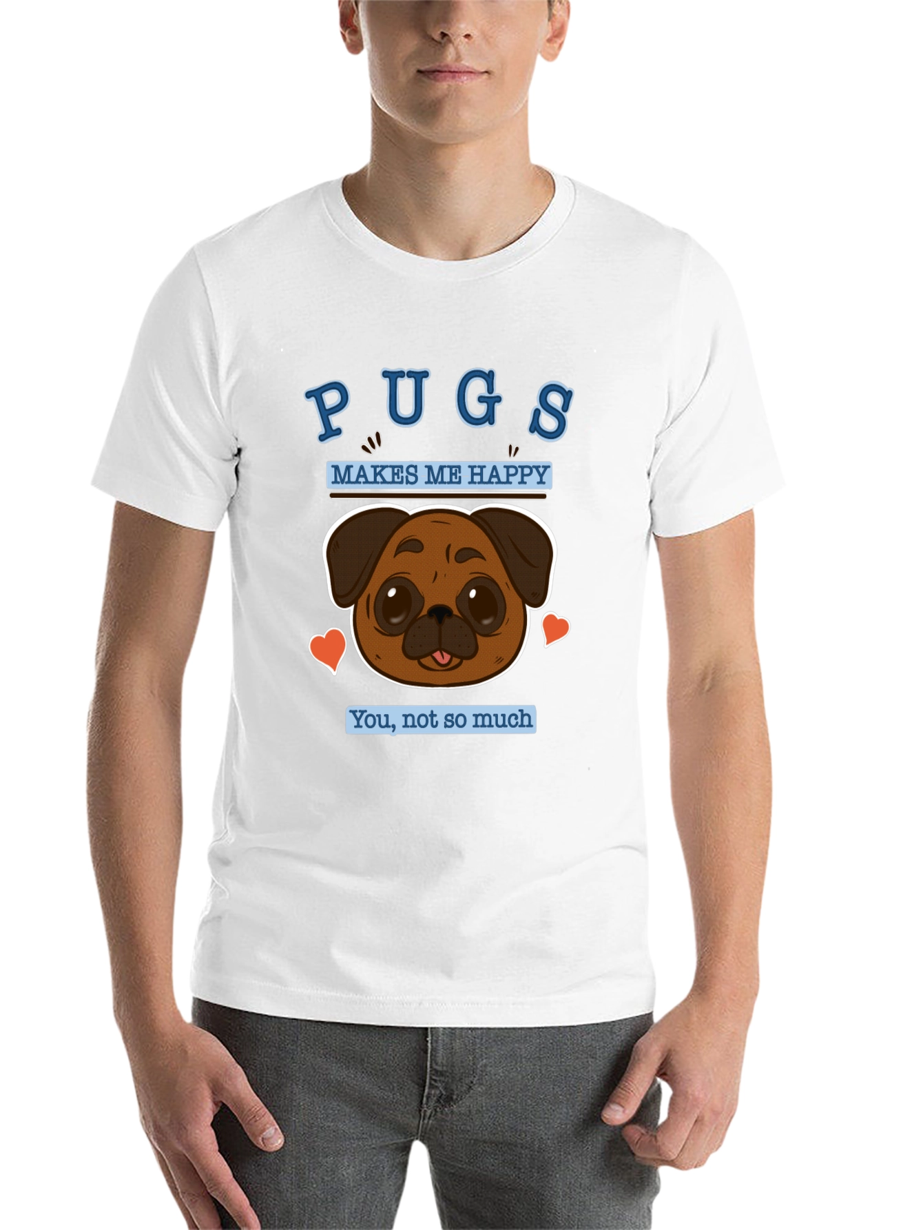 Black Pugs Make Me Happy Graphic Tee - Soft Cotton Casual Wear view 14
