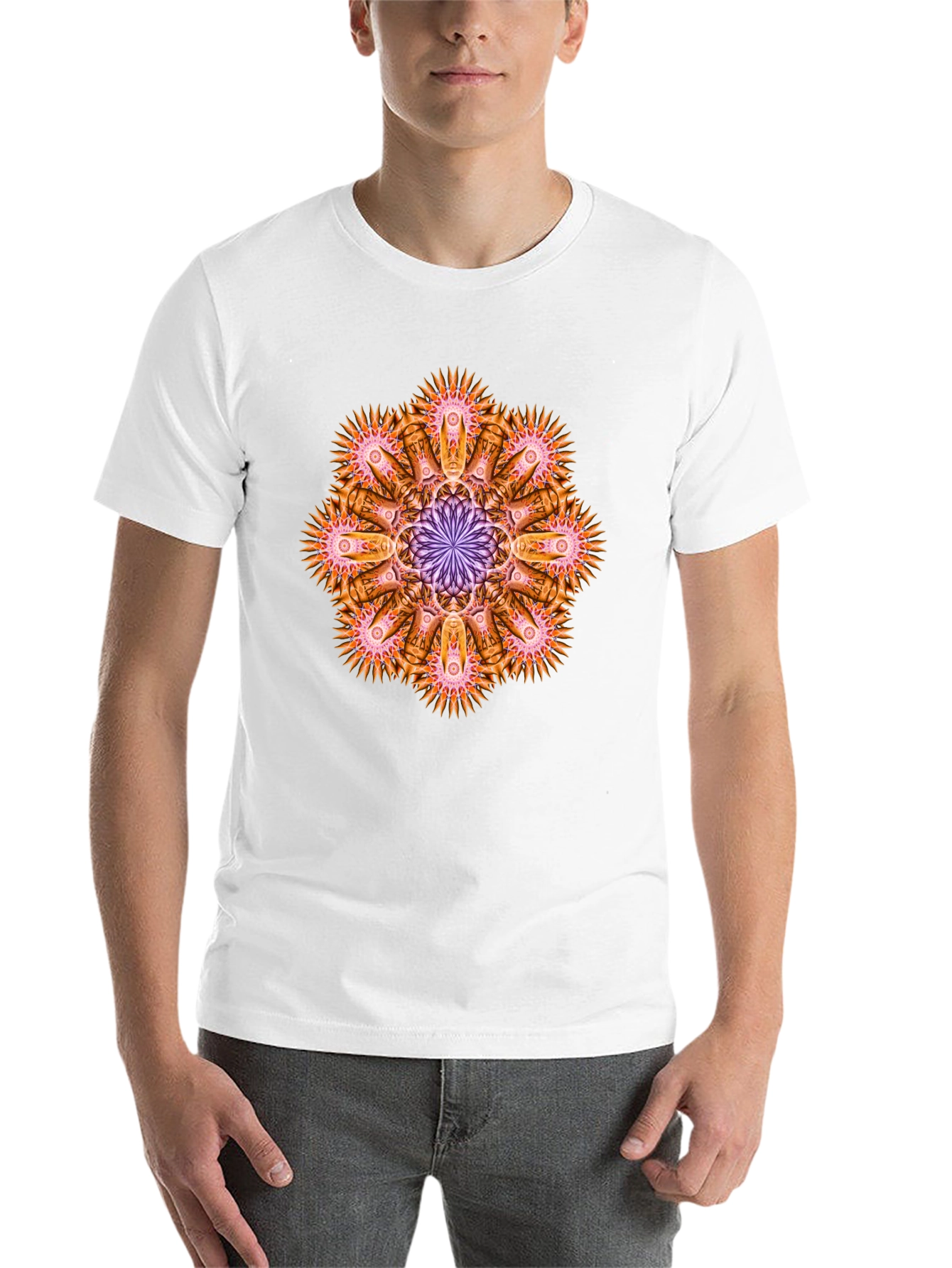 Black Abstract Mandala Graphic Tee - Black Cotton view 14