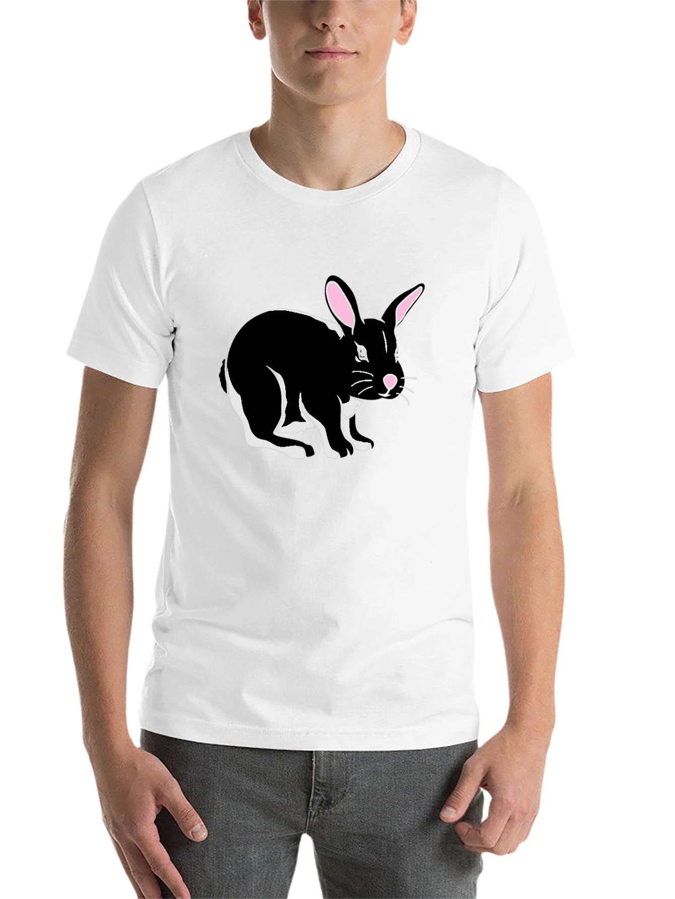 Black Black Rabbit Graphic Tee - Men's Stylish Crew Neck T-Shirt view 14