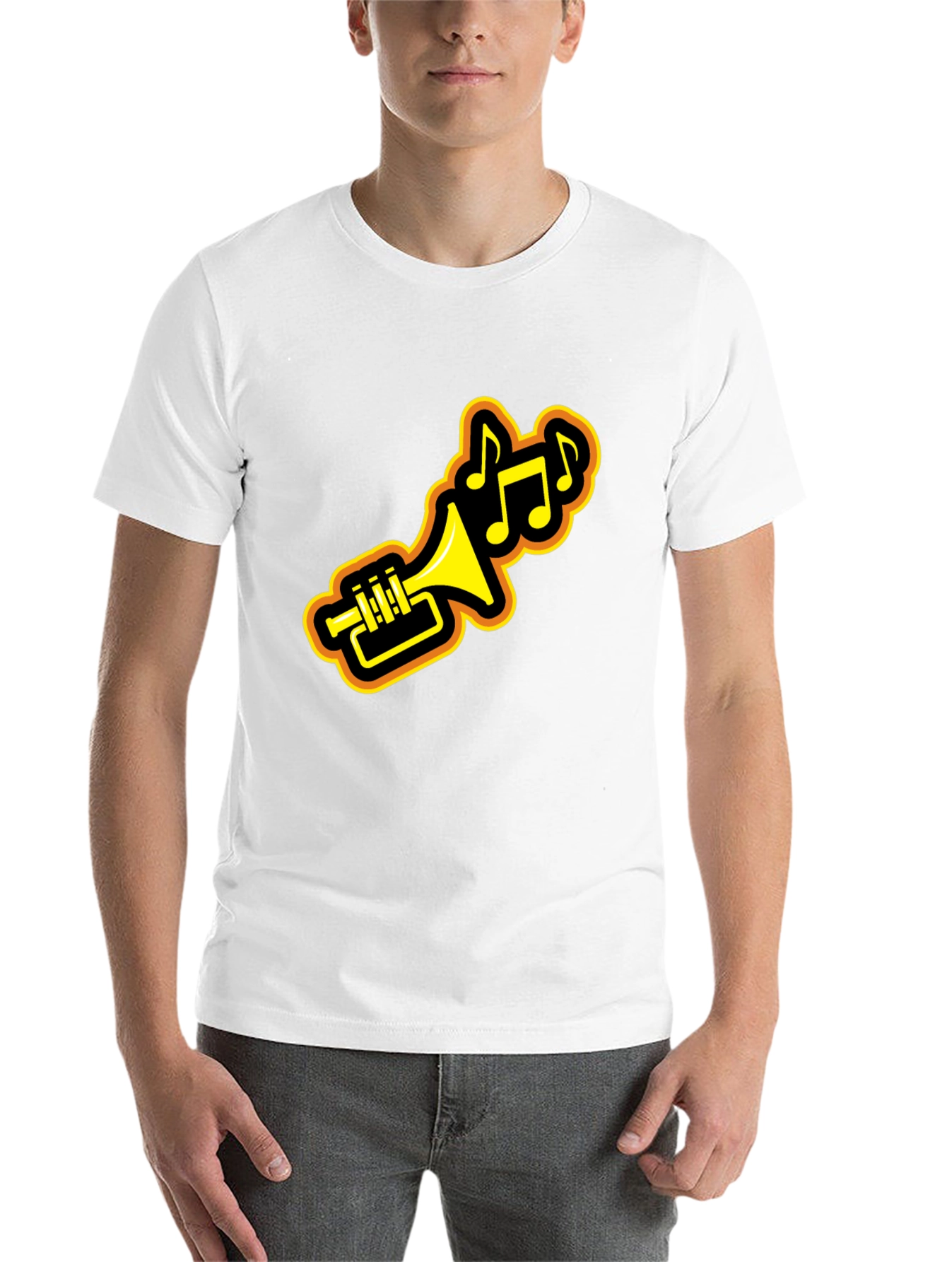 Black Trumpet Music Notes Black Graphic Tee view 14