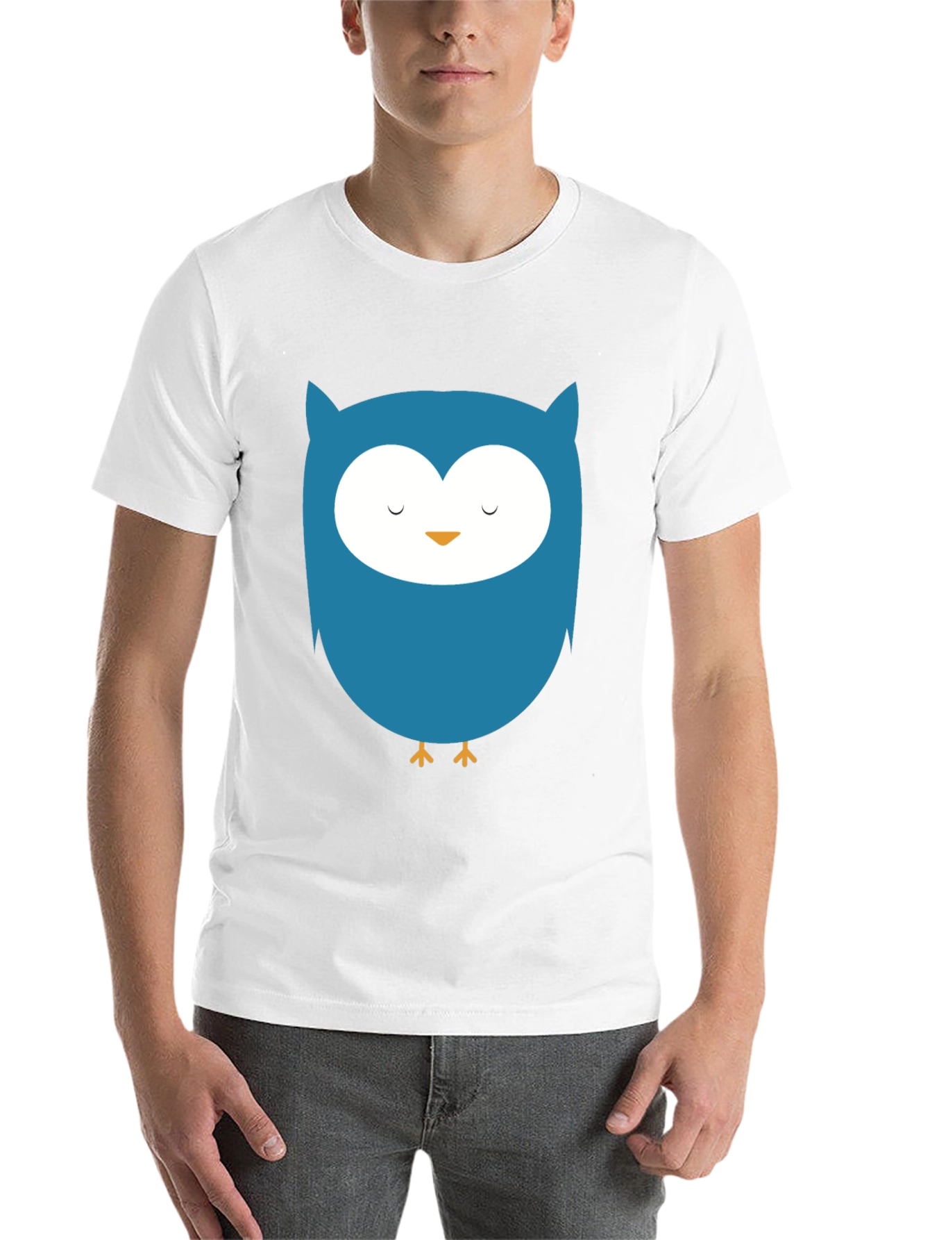 Black Cute Blue Owl Graphic Black T-Shirt view 14